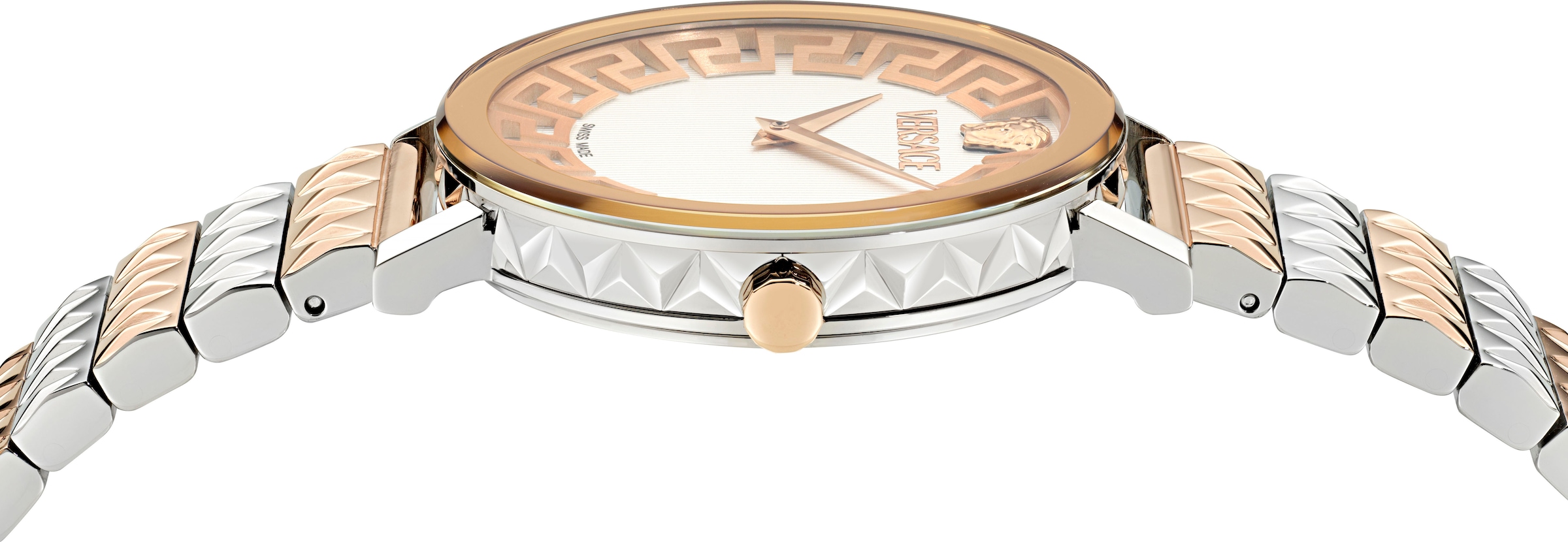 Versace Quarzuhr »VERSACE DAEDALUS«, Armbanduhr, Damenuhr, Swiss Made, Edelstahlarmband, analog, Saphirglas