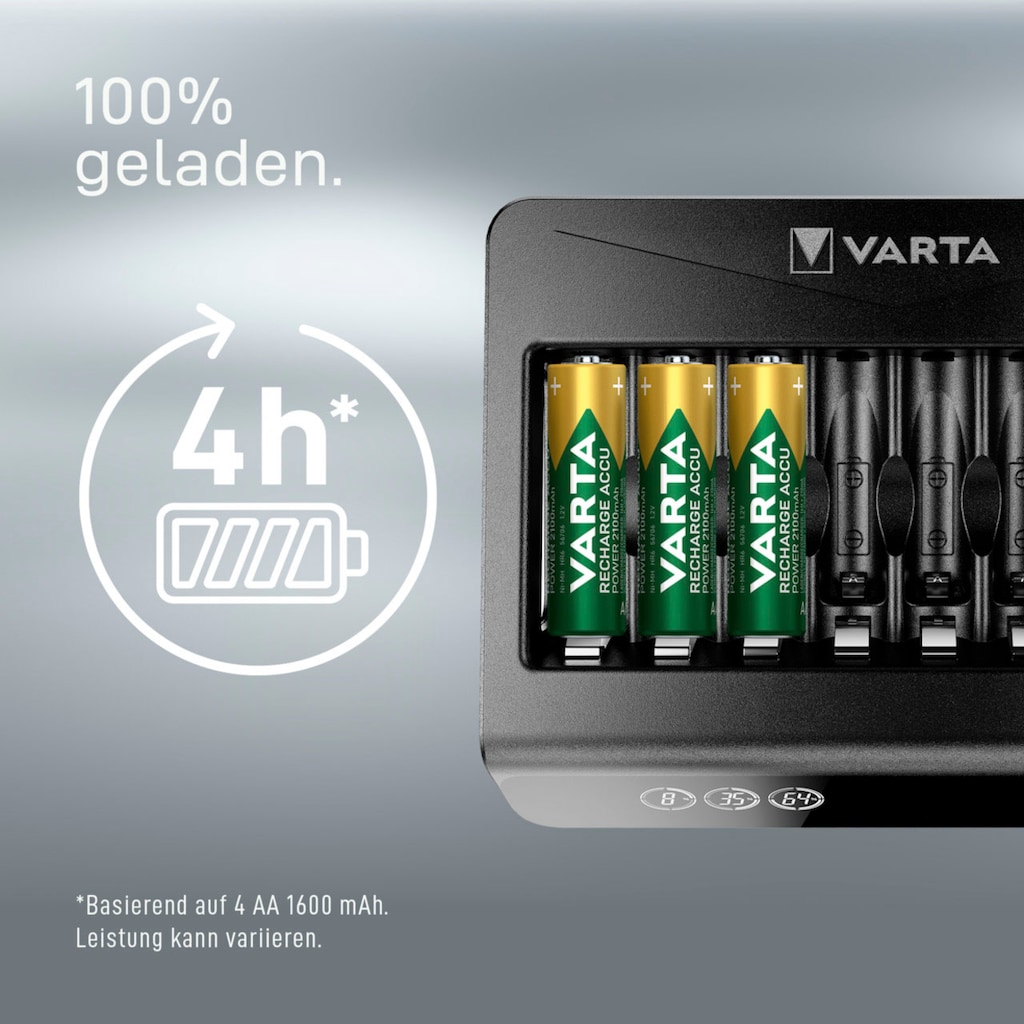 VARTA Akku-Ladestation »VARTA LCD Multi Charger+ für 8 AA/AAA Akkus mit Einzelschachtladun«