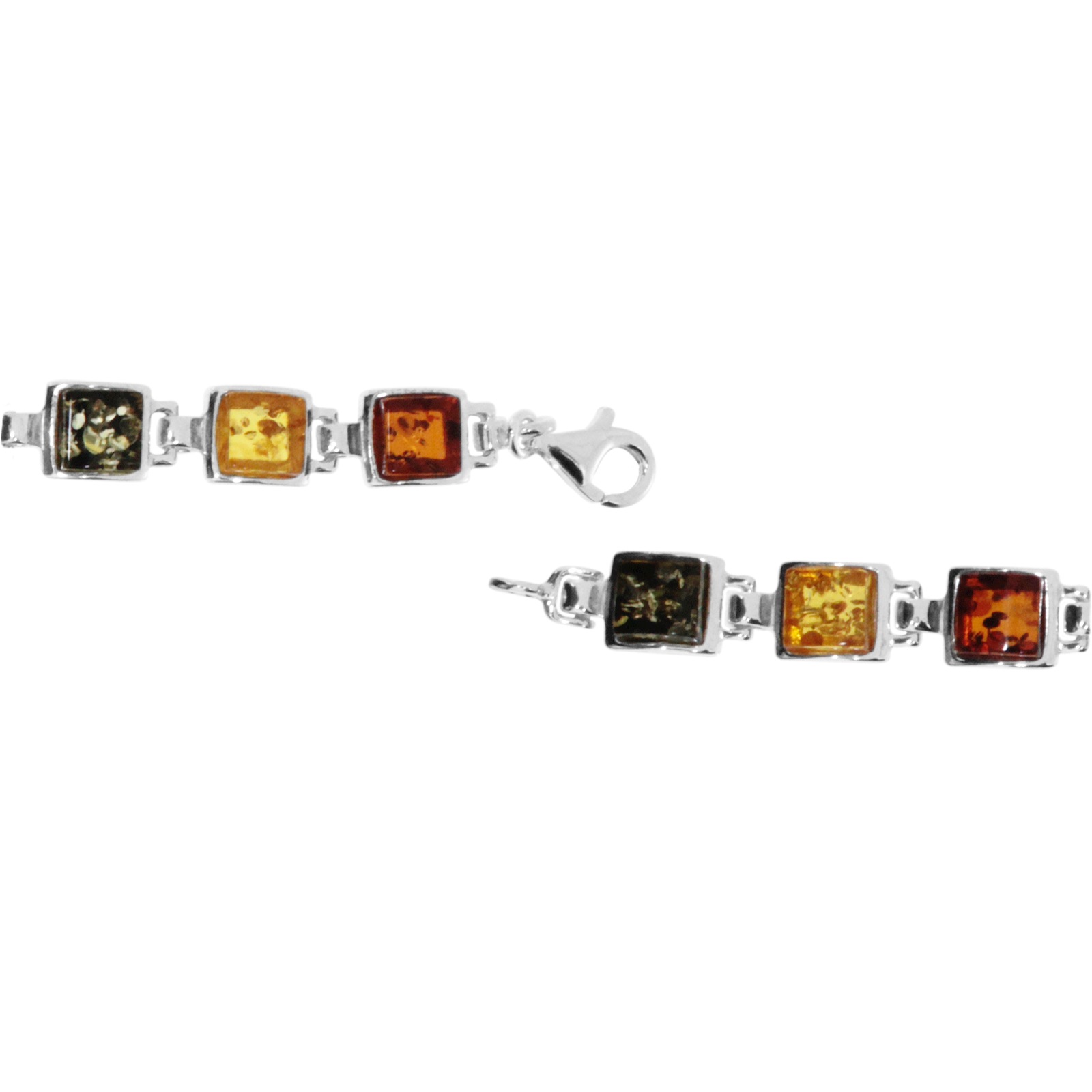 Armband OSTSEE-SCHMUCK "- Classic 6x6 mm - Silber 925/000 - Bernstein" Gr. 20, silber (silber 925, silberfarben, weiß), Armbänder, Damen, Silber 925 (Sterlingsilber), Armband 6