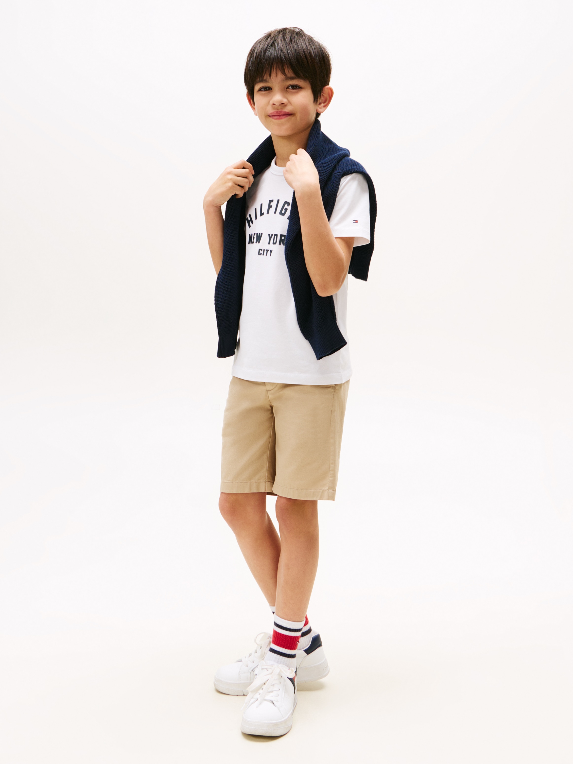 Tommy Hilfiger T-Shirt »CURVED HILFIGER GRAPHIC TEE SS«, für Kinder bis 16 Jahre, großer Logo-Print