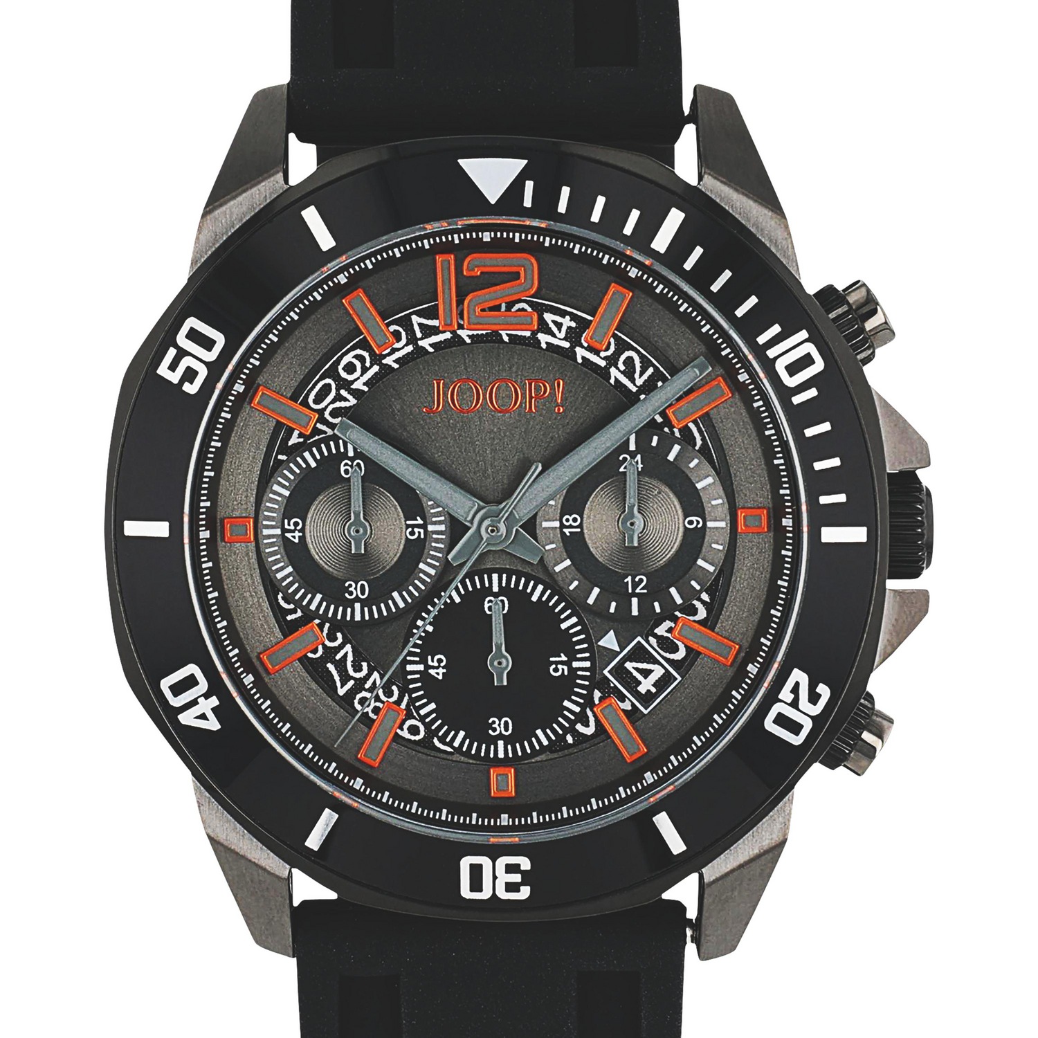 JOOP! Chronograph Quarzuhr, Armbanduhr, Herrenuhr, Silikonarmband, analog, Jahr, Monat