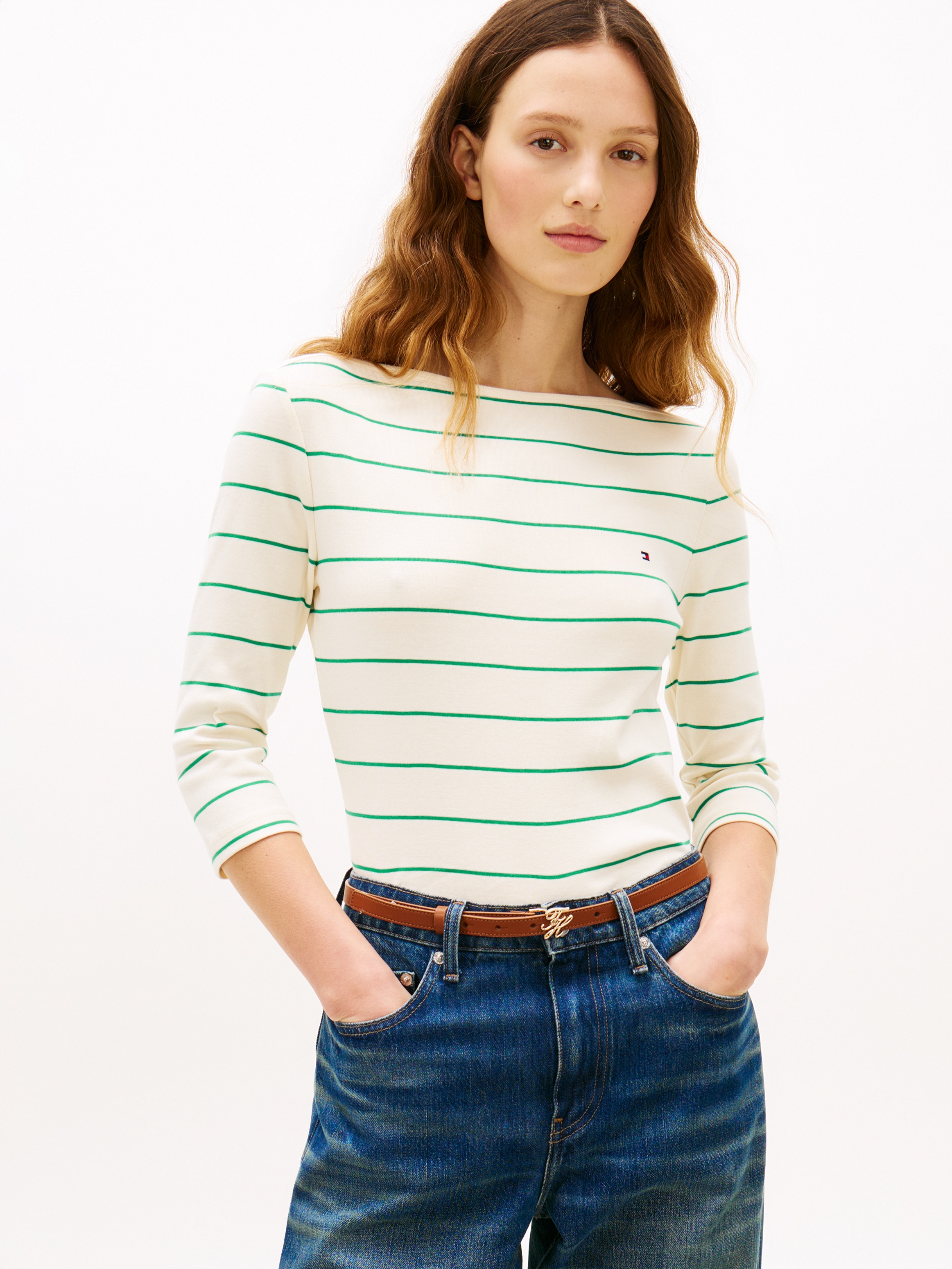 Tommy Hilfiger 3/4-Arm-Shirt "NEW CODY SLIM BOAT-NECK" mit Logostickerei günstig online kaufen