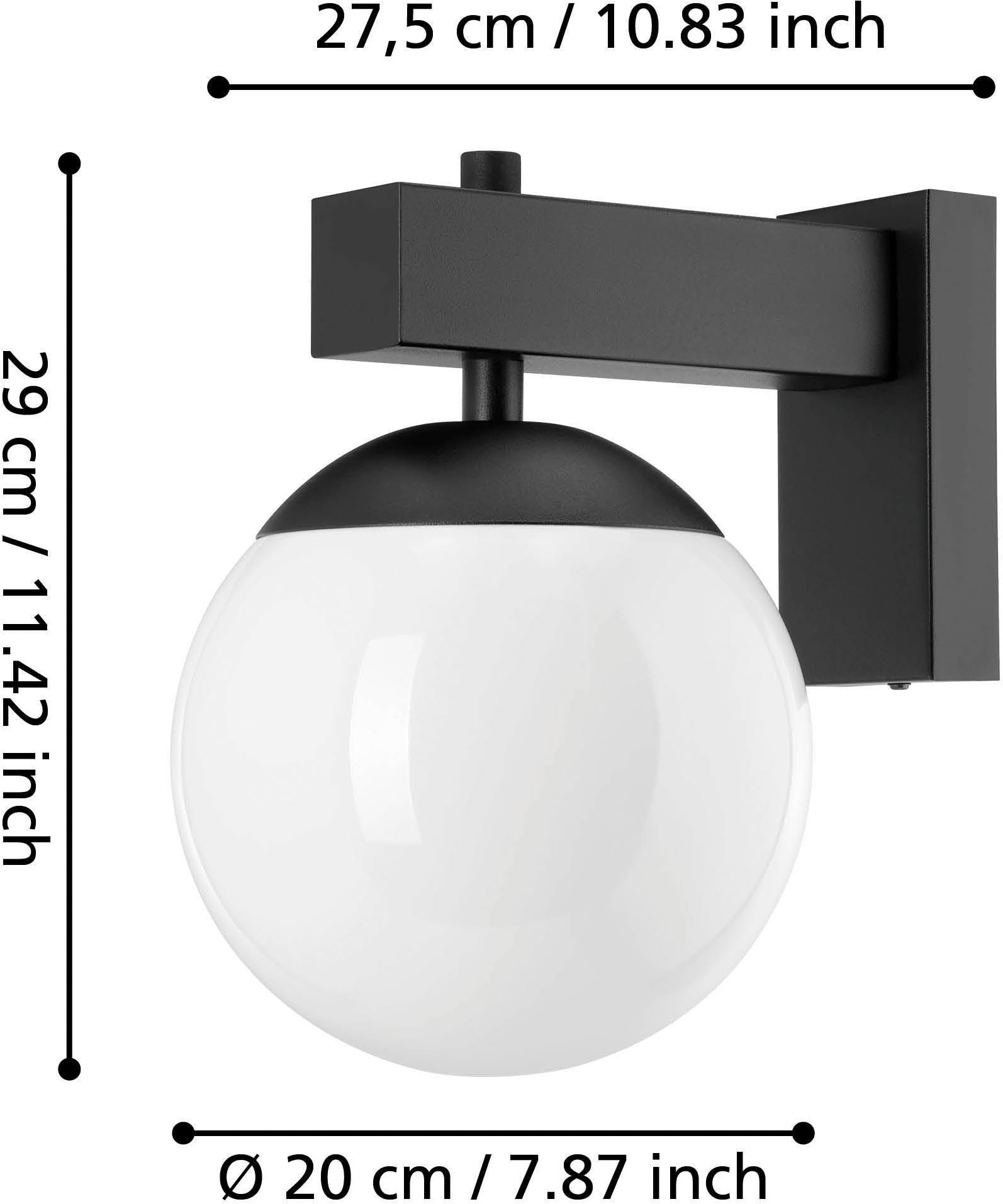 EGLO Wandleuchte »Bufalata Wandlampe, Außenleuchte, Metall, Kunststoff, Kugel, E27, IP44« E27 1 Stk.