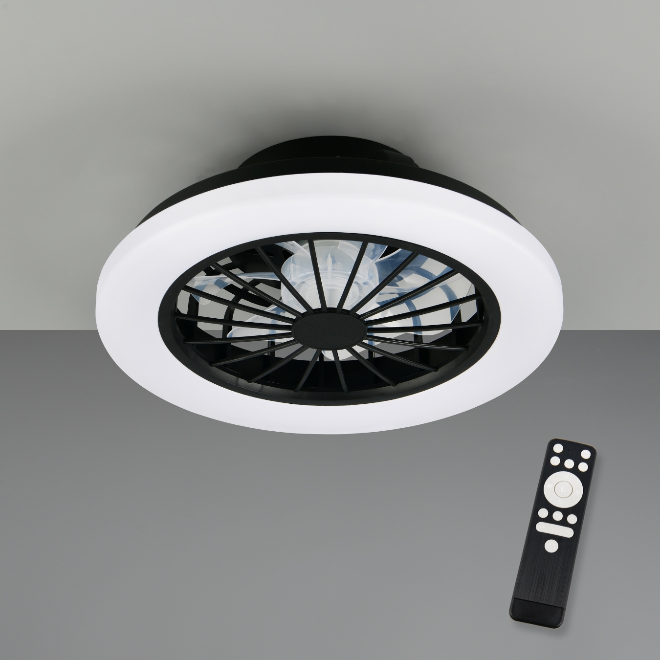 REALITY Leuchten LED Deckenleuchte »ROTSUND, Deckenventilator mit Licht Ø 38cm, inkl Fernbedienung« LED-Board 1 Stk. Farbwechsler | warmweiß - kaltweiß Ventilator mit 5 Stufen, Vor- & Rücklauf, LED mit CCT Timer Nachtlicht