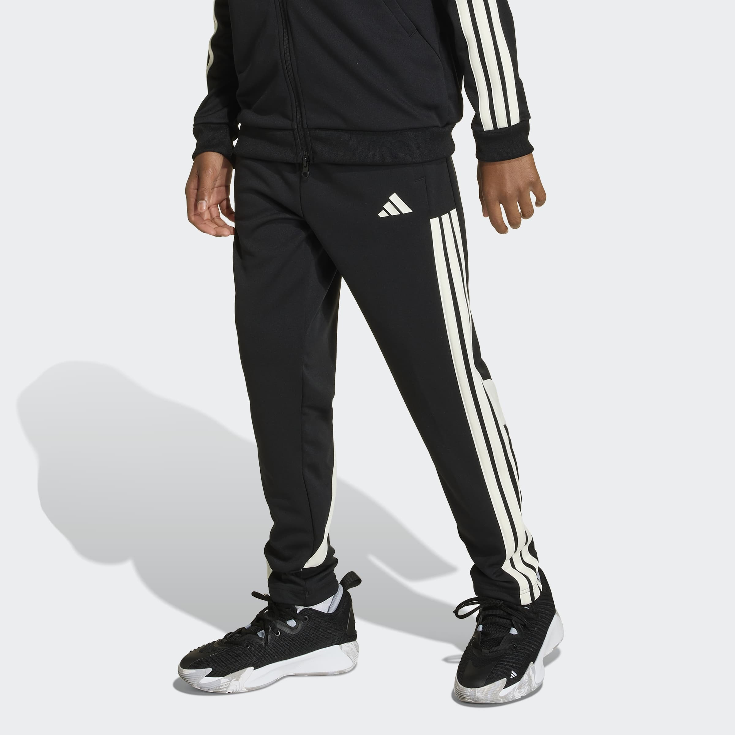 Sporthose ADIDAS SPORTSWEAR "HOUSE OF TIRO COLORS OF, HOHER BUND, WEITES BEIN", Mädchen, Gr. 164, N-Gr, schwarz, sanftes weiß, sanftes weiß,, Obermaterial: 100% Polyester, Hosen Sporthose