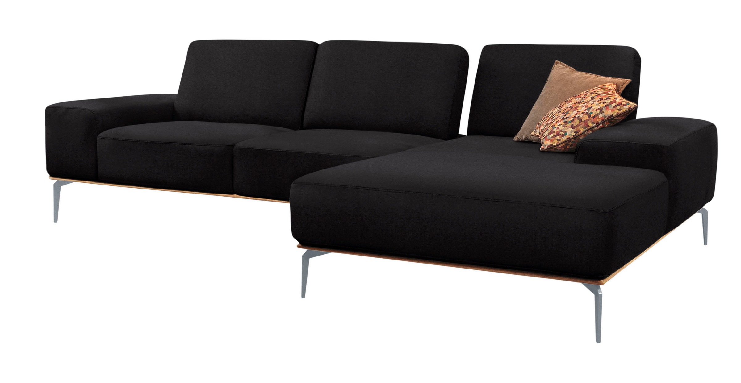 W.SCHILLIG Ecksofa »run, Designsofa mit tollem Sitzkomfort, bequem, L-Form«, mit elegantem Holzsockel, Füße in Silber matt, Breite 319 cm