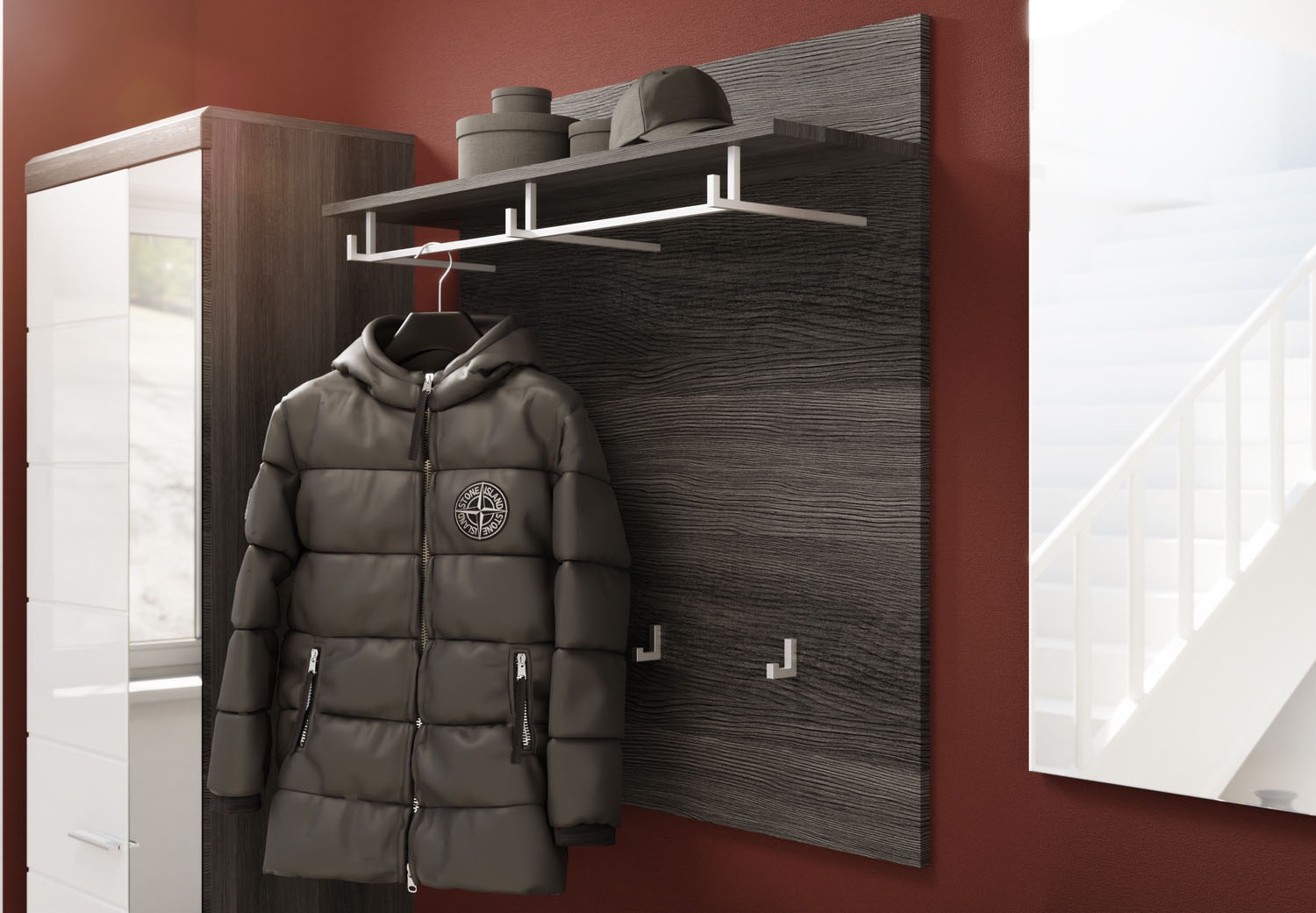 INOSIGN Garderobenpaneel »Siena, Breite 90 cm, 3 Haken, 1 Kleiderstange, 1 Ablageboden«, (1 St.), Scout, Garderobenpaneel, 3 Haken, 1 Kleiderstange, Flur, Diele