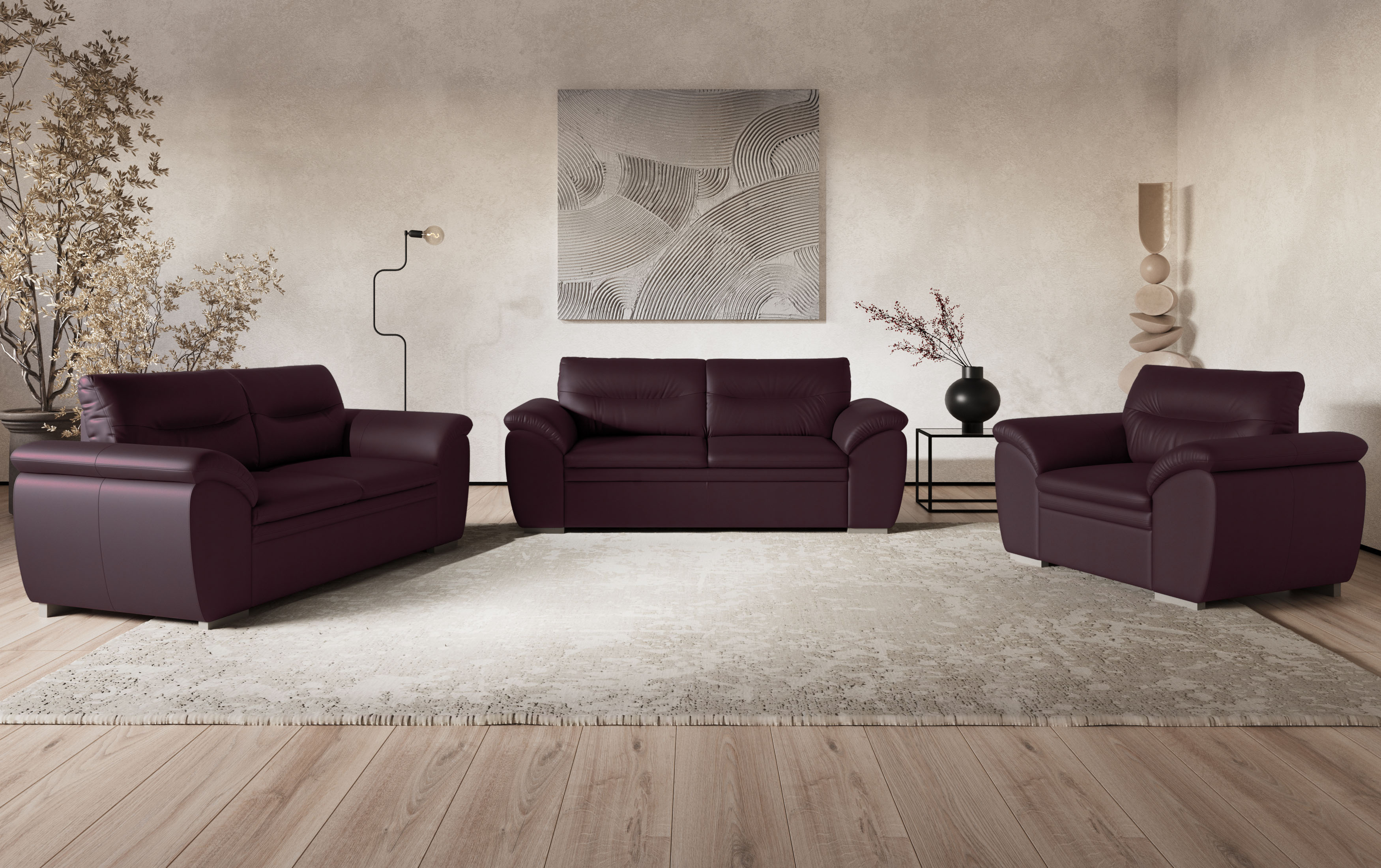 COTTA Polstergarnitur "Leandra" Set bestehend aus: 2-Sitzer & 2,5-Sitzer