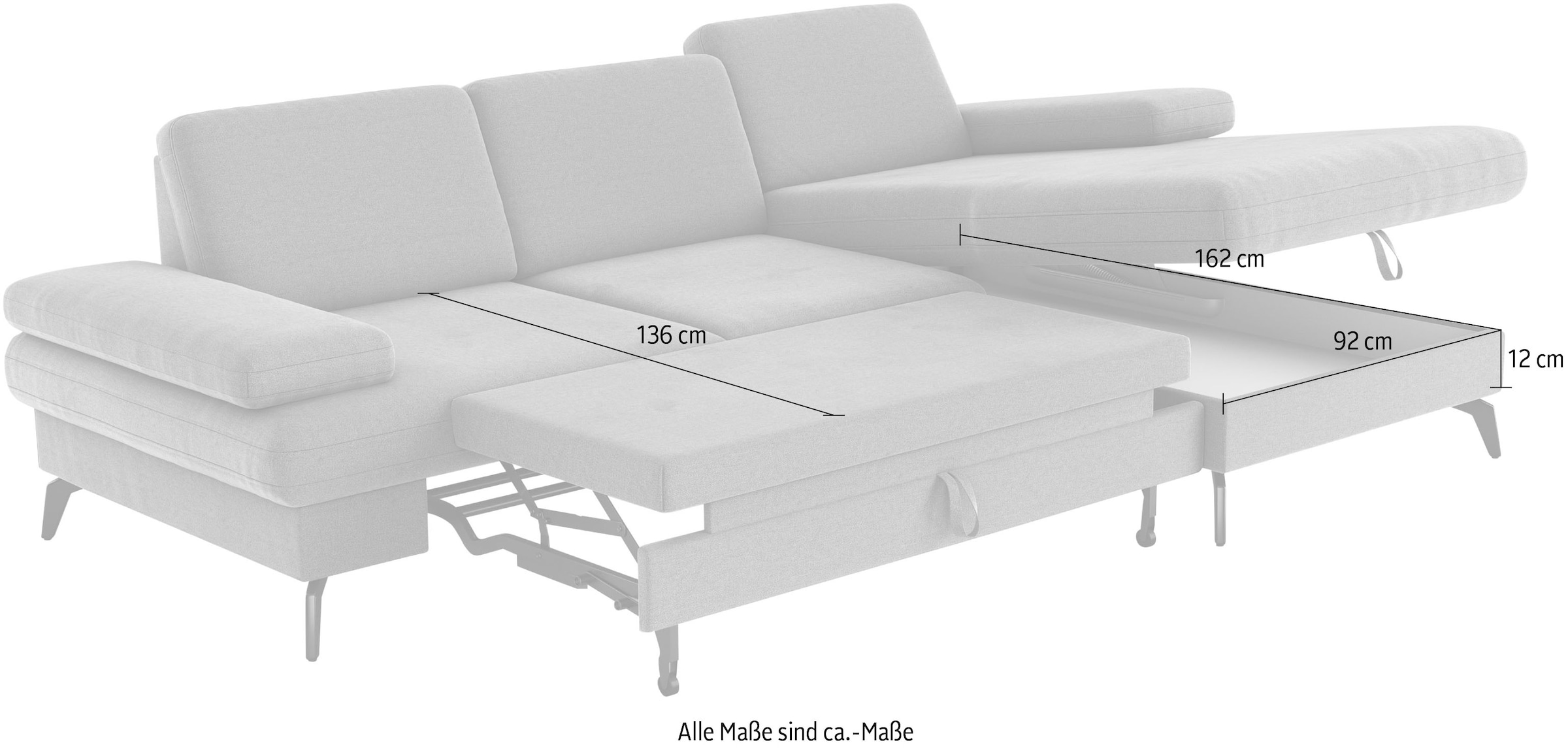 sit&more Ecksofa »Morris L-Form, inkl. Sitztiefenverstellung«, wahlweise mit Armteilverstellung, Bettfunktion & Bettkasten