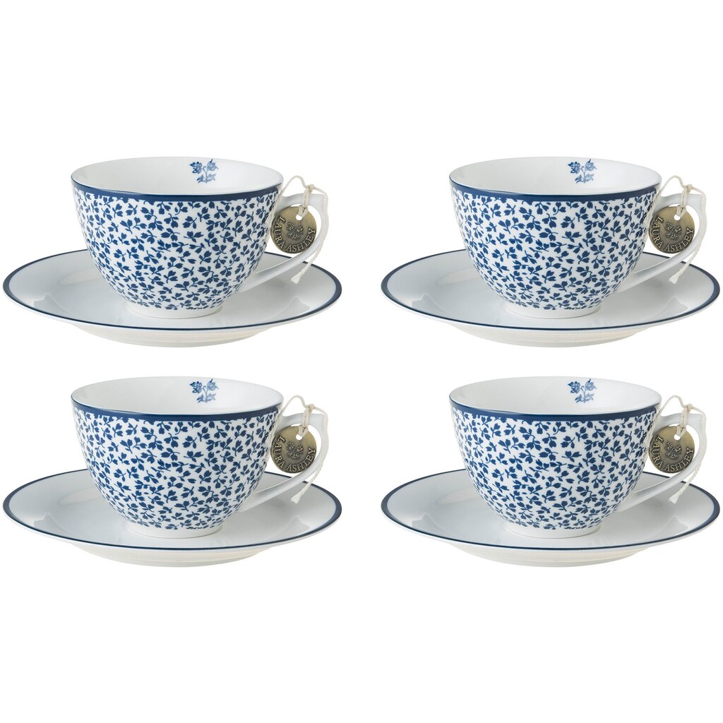 LAURA ASHLEY BLUEPRINT COLLECTABLES Cappuccinotasse »Floris«, (Set, 8 tlg., 4 Cappuccinotassen und 4 Unterteller)