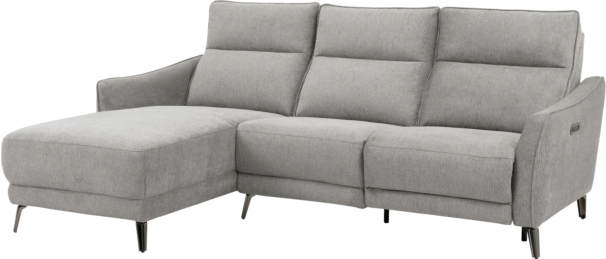 INOSIGN Ecksofa »TAYLER 3-Sitzer, L-Form (Breite 239cm), elektr. Relaxfunktion, USB A/C«, und Recamiere, Liegefunktion durch Recliner, Federkernpolsterung