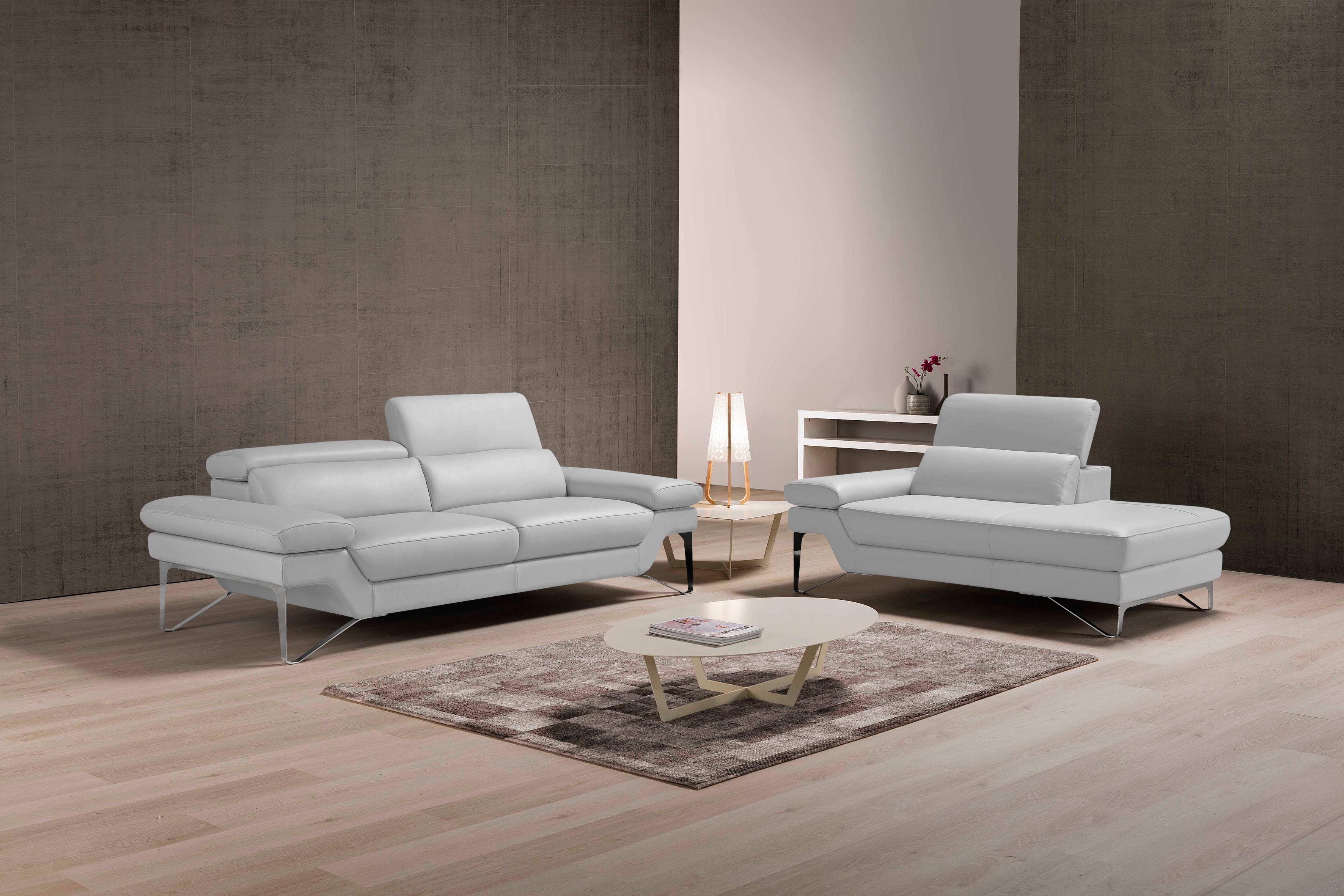 Egoitaliano Polstergarnitur "Princess Design und Sitzkomfort im Einklang, bequem und hochwertig" Set aus 2,5 Sitzer und freitehende Ottomane, Kopfstützen verstellbar