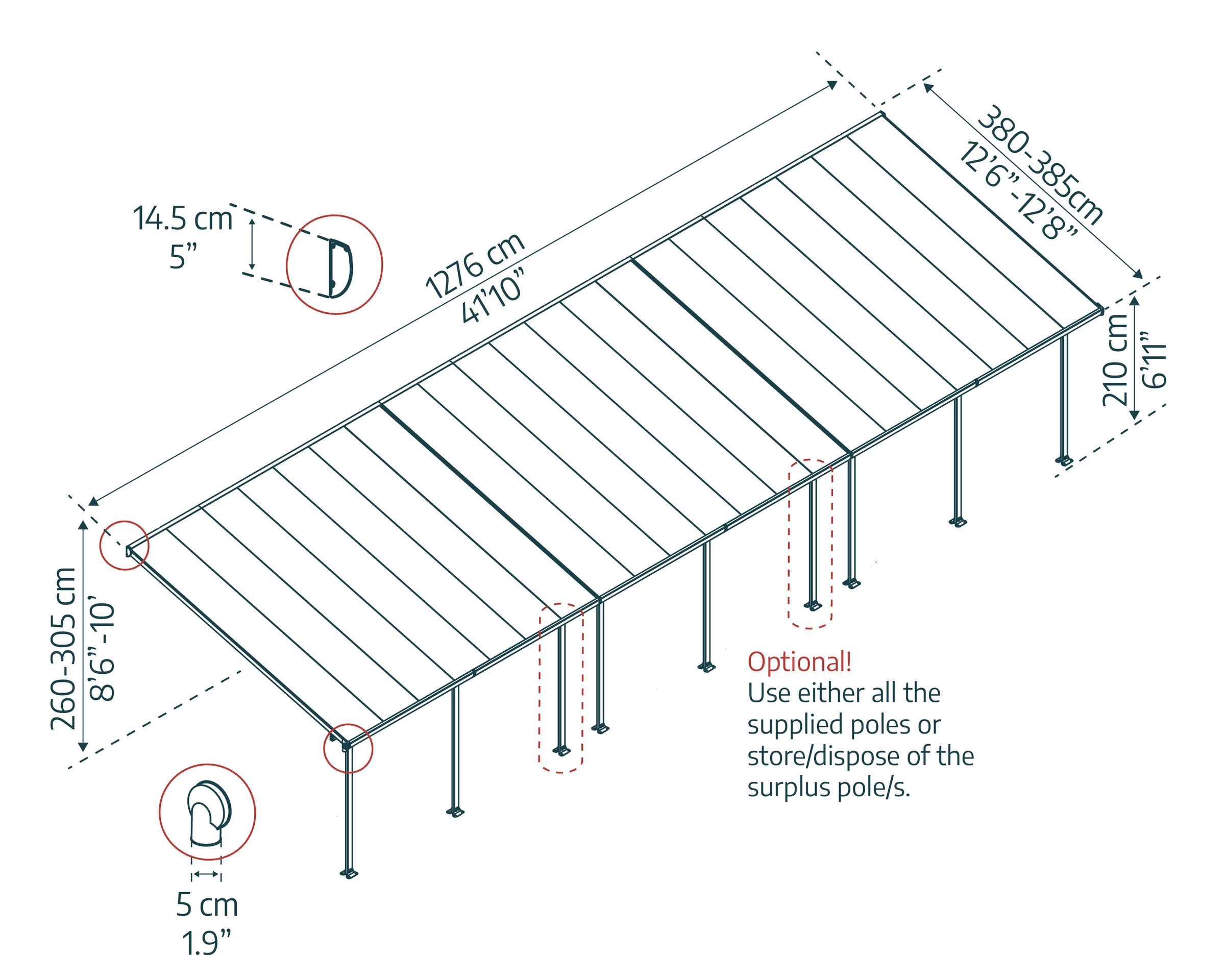 Palram - Canopia Terrassendach »Feria Alu Terrassenüberdachung«, einfache DIY Montage