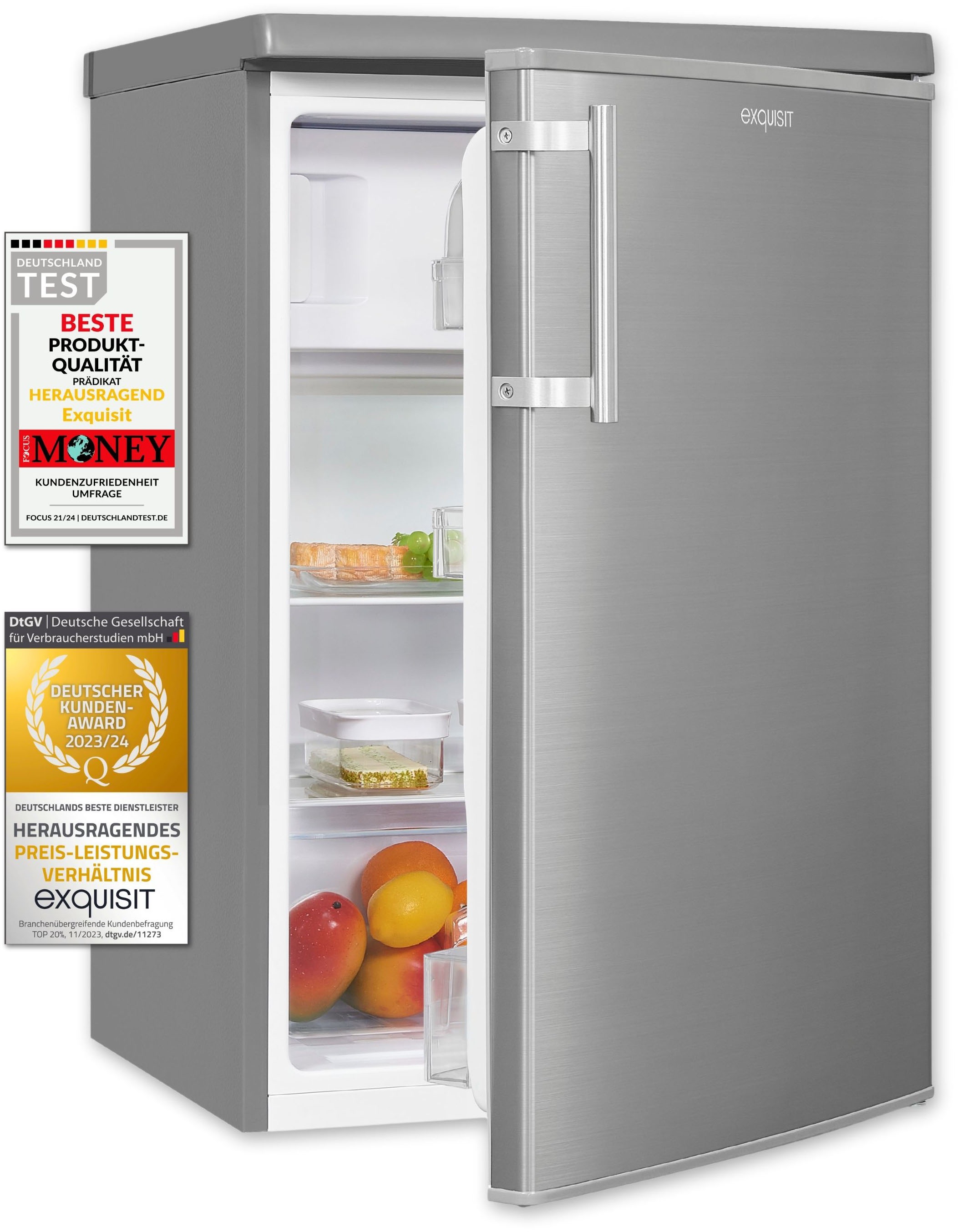 exquisit Kühlschrank "KS16-4-HE-040D inoxlook" 85 cm hoch 55 cm breit 109 L günstig online kaufen