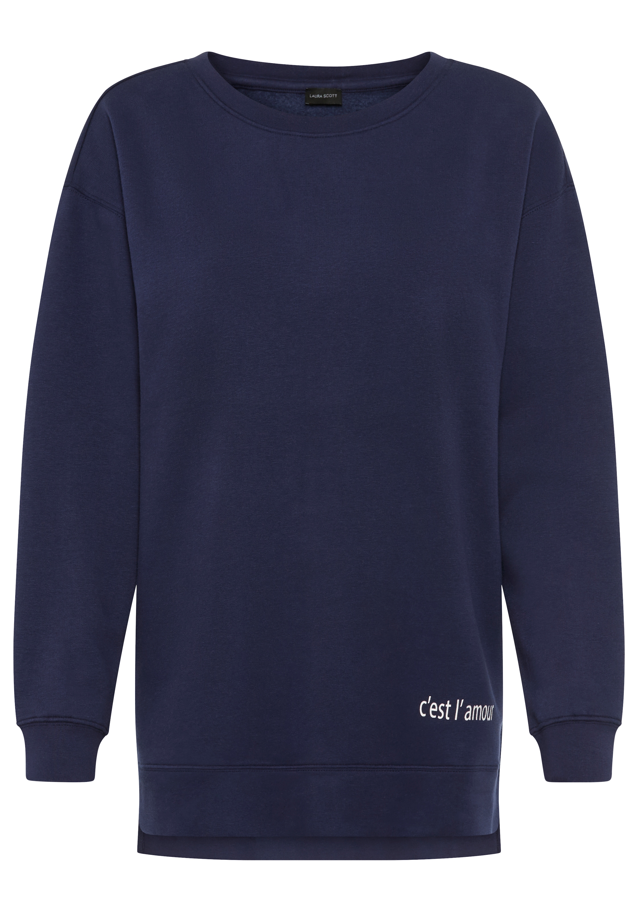 Laura Scott Longsweatshirt, Weiche Baumwollmischung mit Seitenschlitzen und Schriftprint