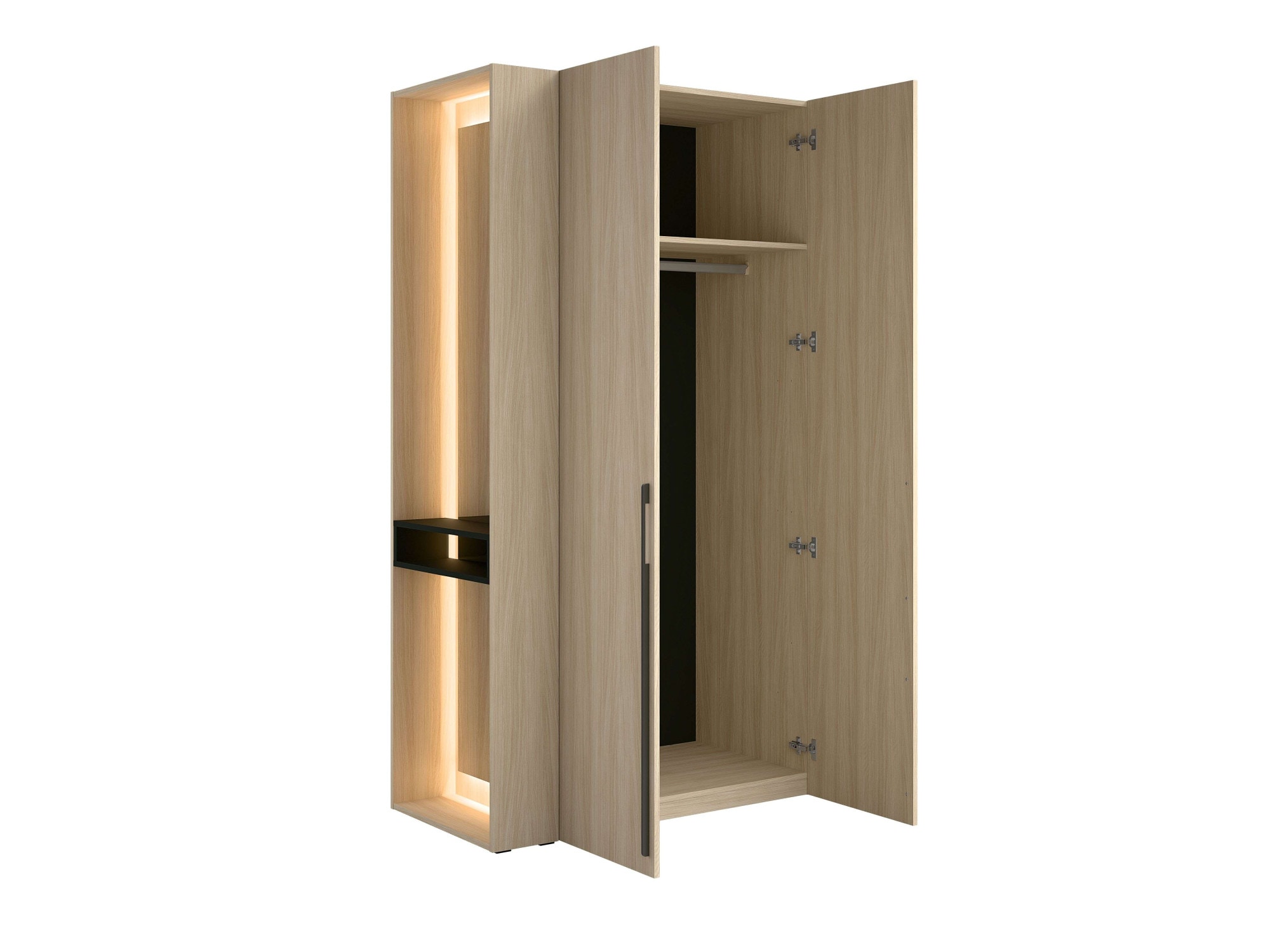Home affaire Kleiderschrank »TRENTO Garderobe, Wäscheschrank mit Spiegel und LED-Beleuchtung«, (lange Griffe, Maße B/T/H 110,9/58/207,5cm; Made in Europe), wahlweise mit Kleiderstange oder Einlegeböden FSC-zertifiziert