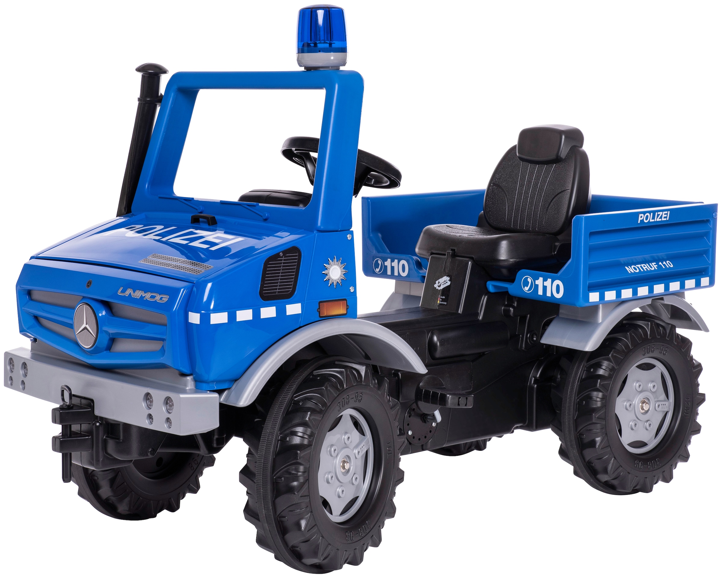 rolly toys® Tretfahrzeug »rollyUnimog Polizei«, inkl. rollyFlashlight