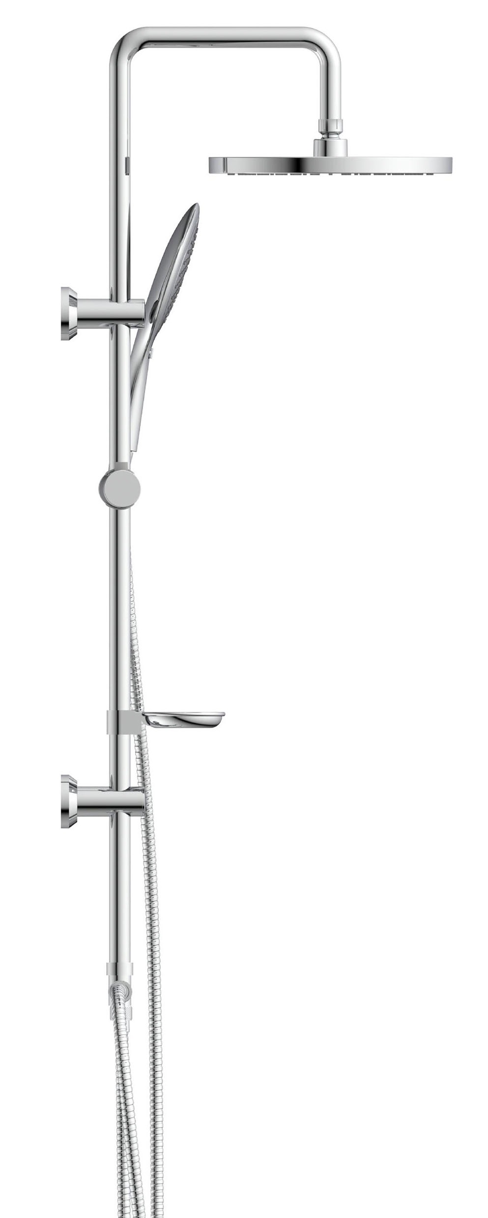 welltime Stangenbrause-Set »Lina« Überkopfbrause mit Seifenablage, Überkopfbrause mit 20cm Kantenlänge