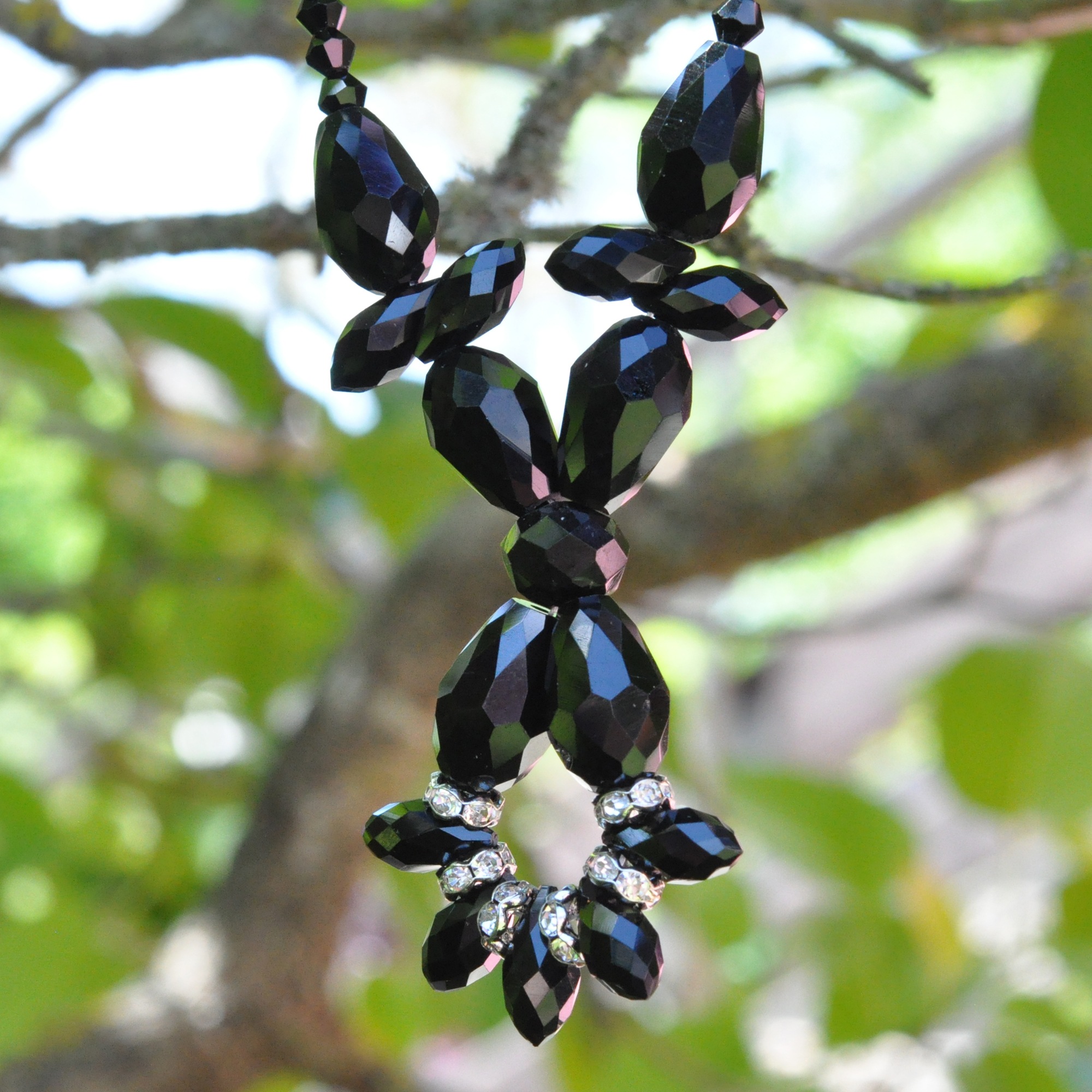 Steuer Paar Ohrhänger »Messing geschwärzt Glasstein Schwarz«