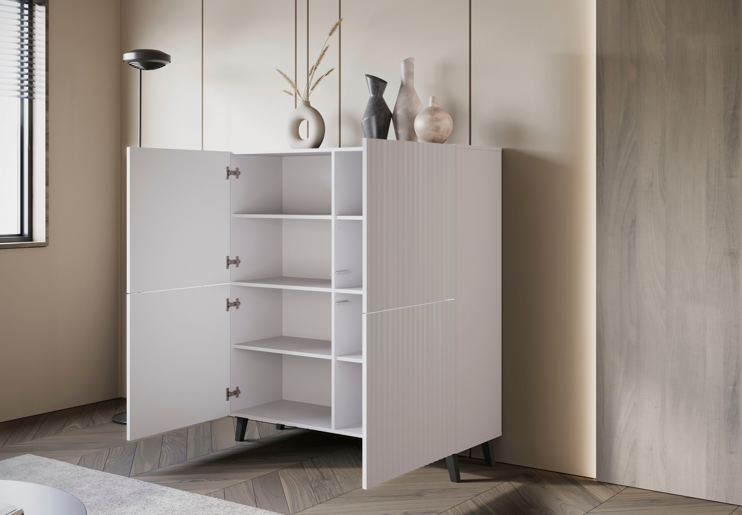 INOSIGN Highboard »HIGHBOARD PHUKET«, (1 St.), moderne Kommode mit 4 Türen und 8 Fächern, Breite 120 cm