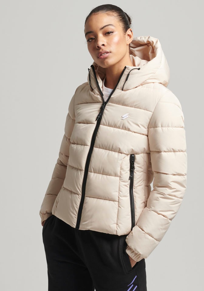 Superdry Steppjacke "HOODED SPIRIT SPORTS PUFFER", mit Kapuze, aus wasserabweisendem Material