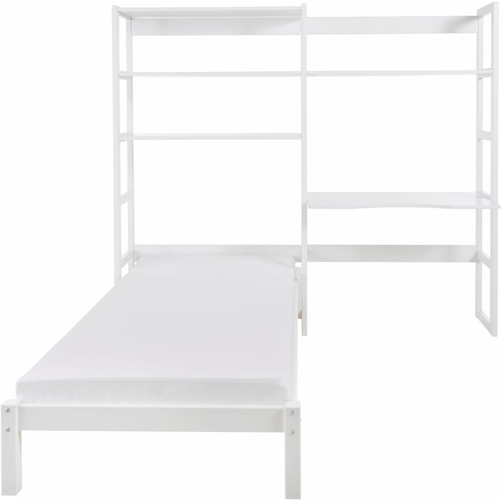 Hoppekids Jugendzimmer-Set »STOREY«, (Set, 13 St., Bett, Schreibtischplatte, 4 Einlegeböden, 4 Stützelemente, Rollrost)