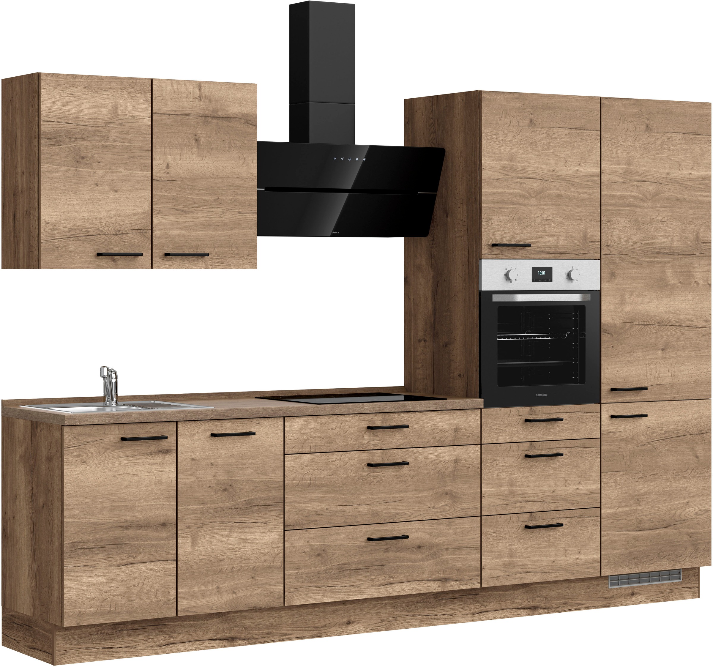 nobilia® Küchenzeile »"Structura II"«, vormontiert, Ausrichtung wählbar, Breite 300 cm, wahlw. mit E-Geräten