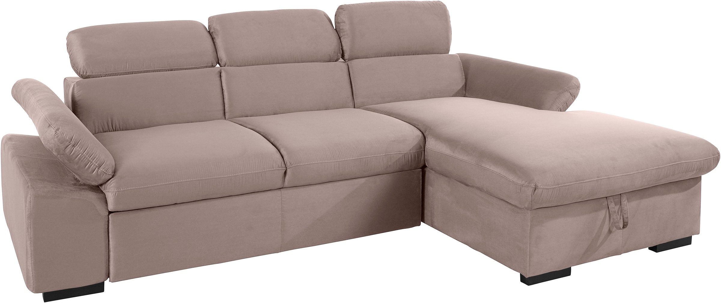COTTA Ecksofa »Lola L-Form mit Kopfteilfunktion & Hocker«, (Set, mit Hocker), wahlweise mit Bettfunktion, Bettkasten & Armteilverstellung