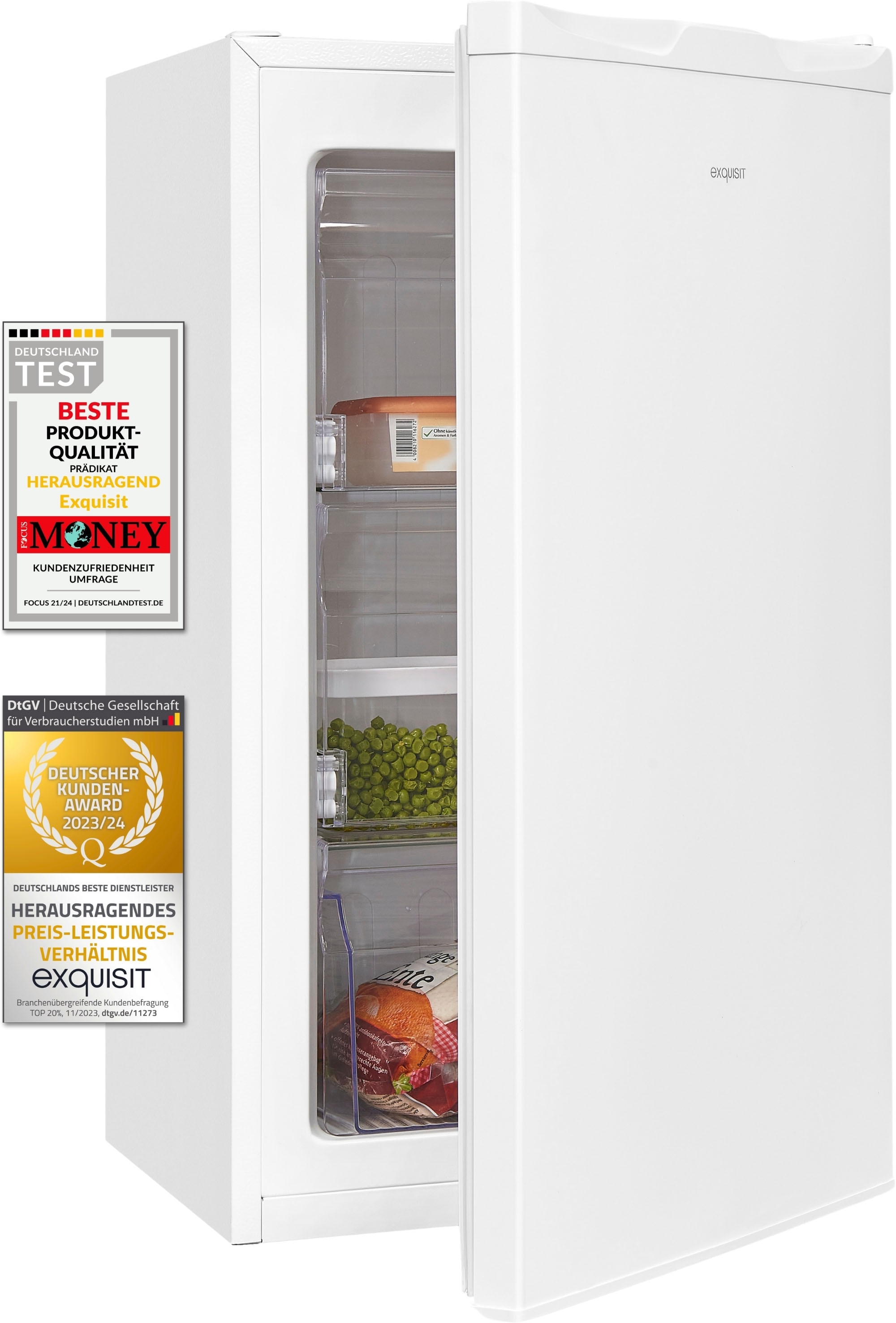 exquisit Gefrierschrank »GS111-330D weiss« 82,5 cm hoch 45,5 cm breit 4*Gefrieren & flexible Gefrierschubladen für maximale Ordnung
