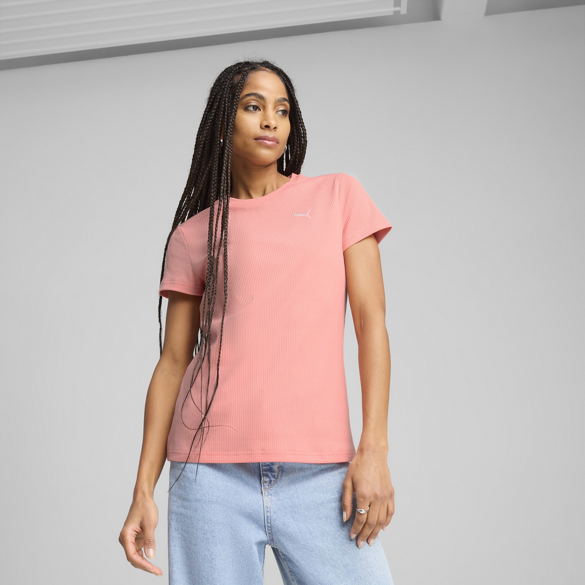 PUMA T-Shirt »ESS ELEVATED Geripptes T-Shirt Damen«