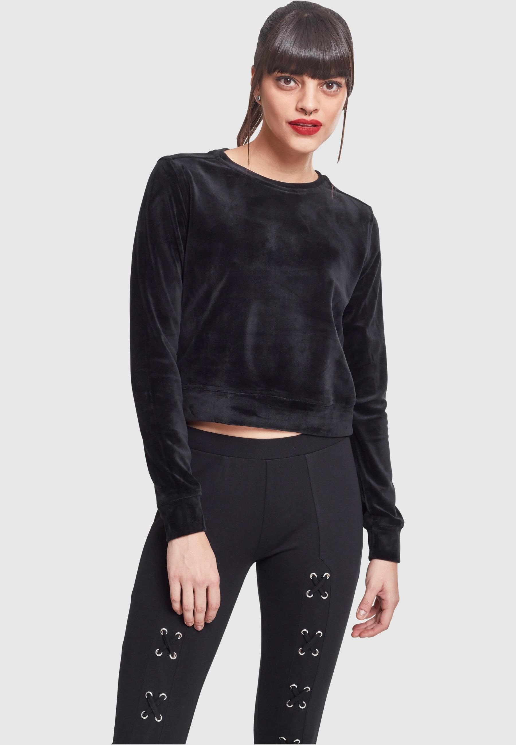 URBAN CLASSICS Sweatshirt »Urban Classics Damen Ladies Short Velvet Crew«, (1 tlg.)