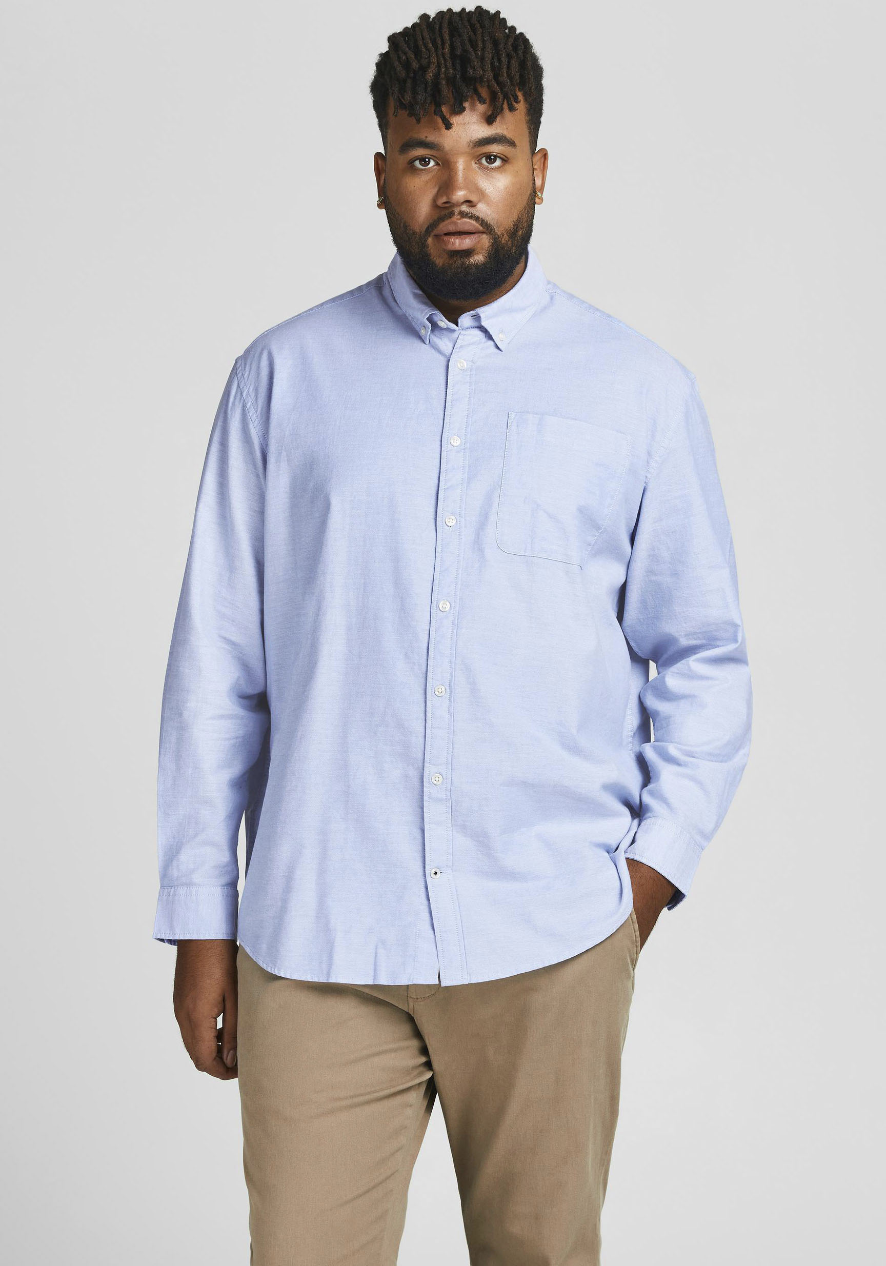 Jack & Jones PlusSize "JJEOXFORD SHIRT L/S S21 NOOS PLS" mit Brusttasche