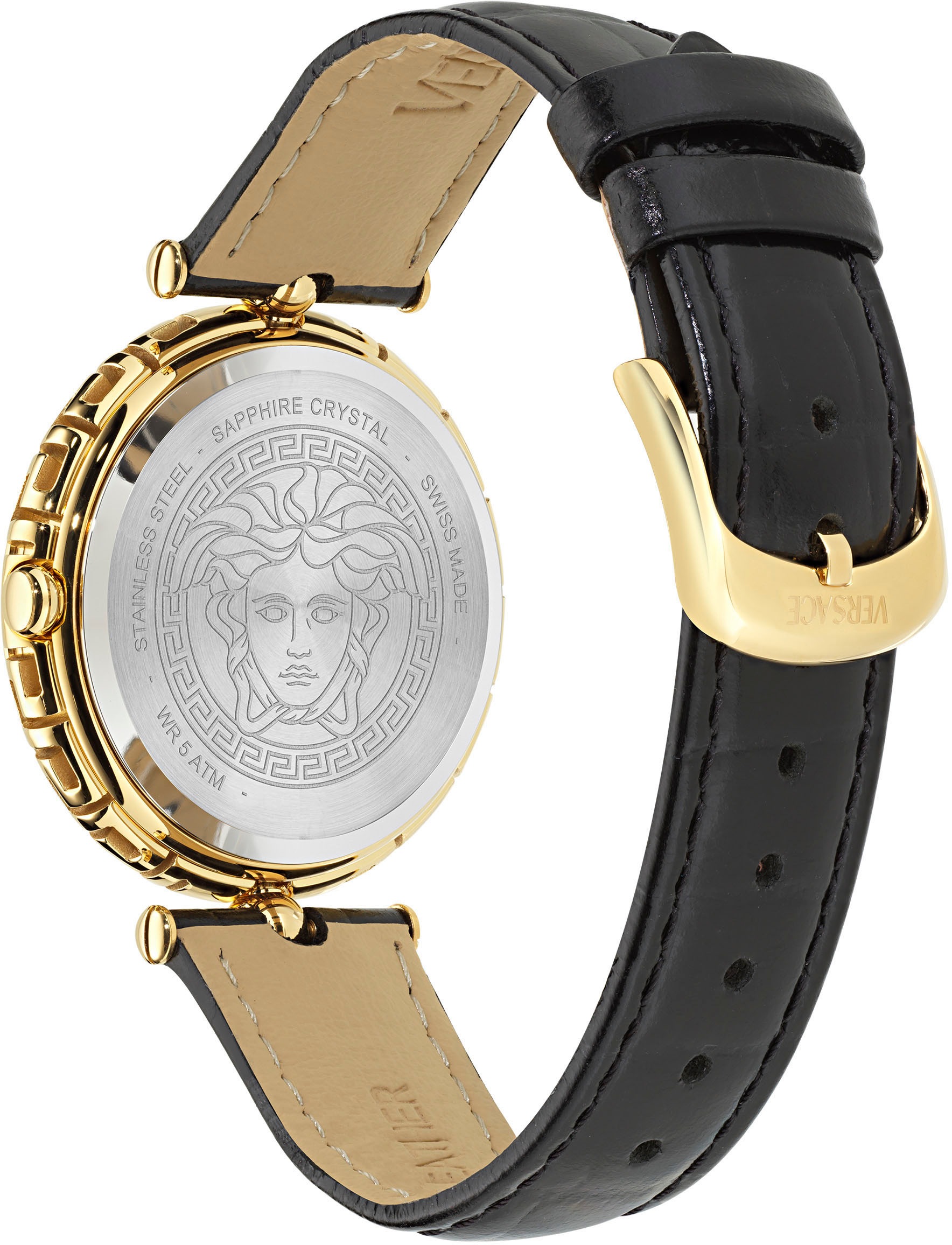 Versace Quarzuhr »MEDUSA HERITAGE«, Armbanduhr, Damenuhr, Swiss Made, Saphirglas, Lederarmband, analog