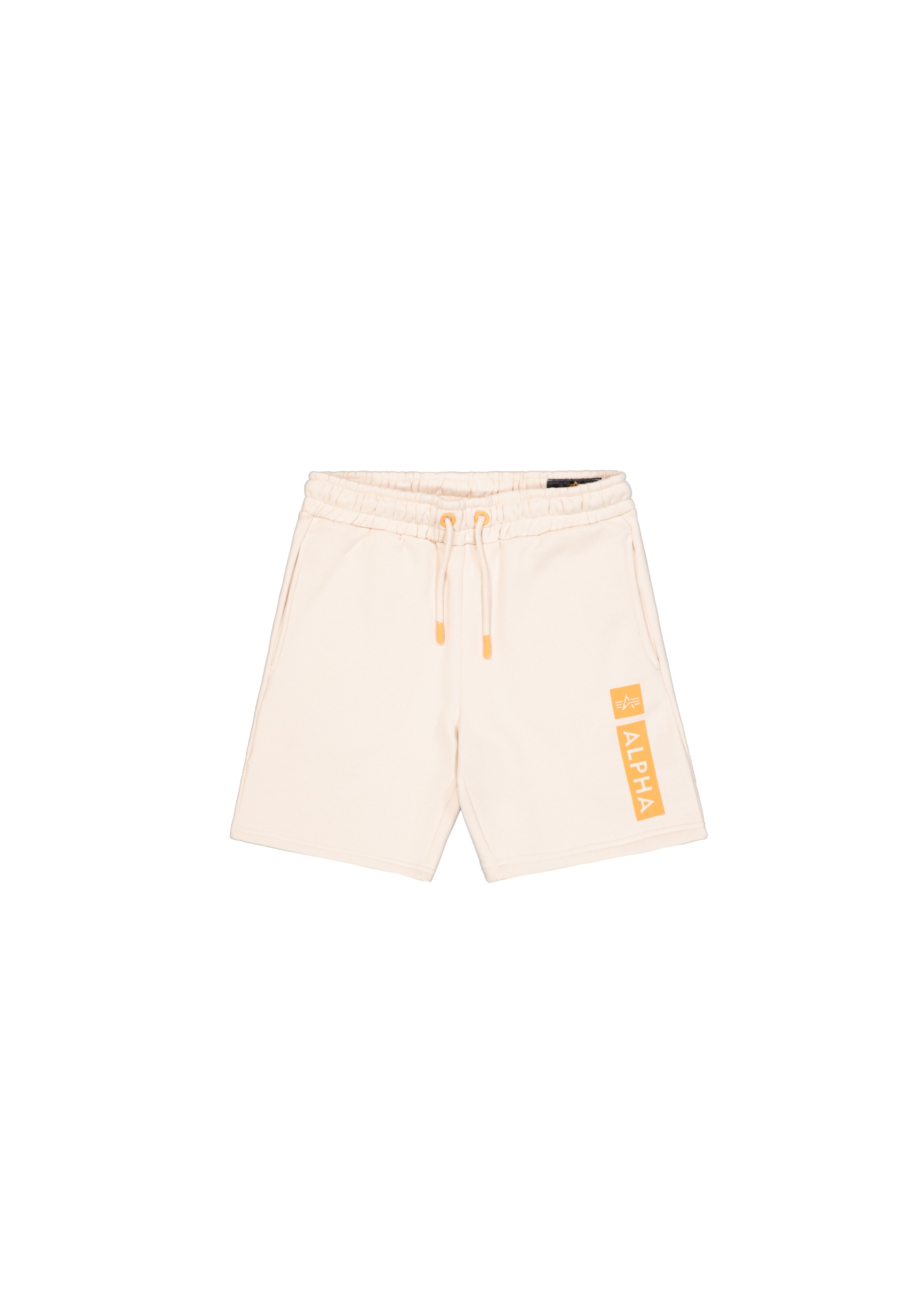 Shorts ALPHA INDUSTRIES "Alpha Puff Print Short", Herren, Gr. M, Normalgrößen, weiß (jet stream weiß), Obermaterial: 80% Baumwolle, 20% Polyester, Hosen Shorts