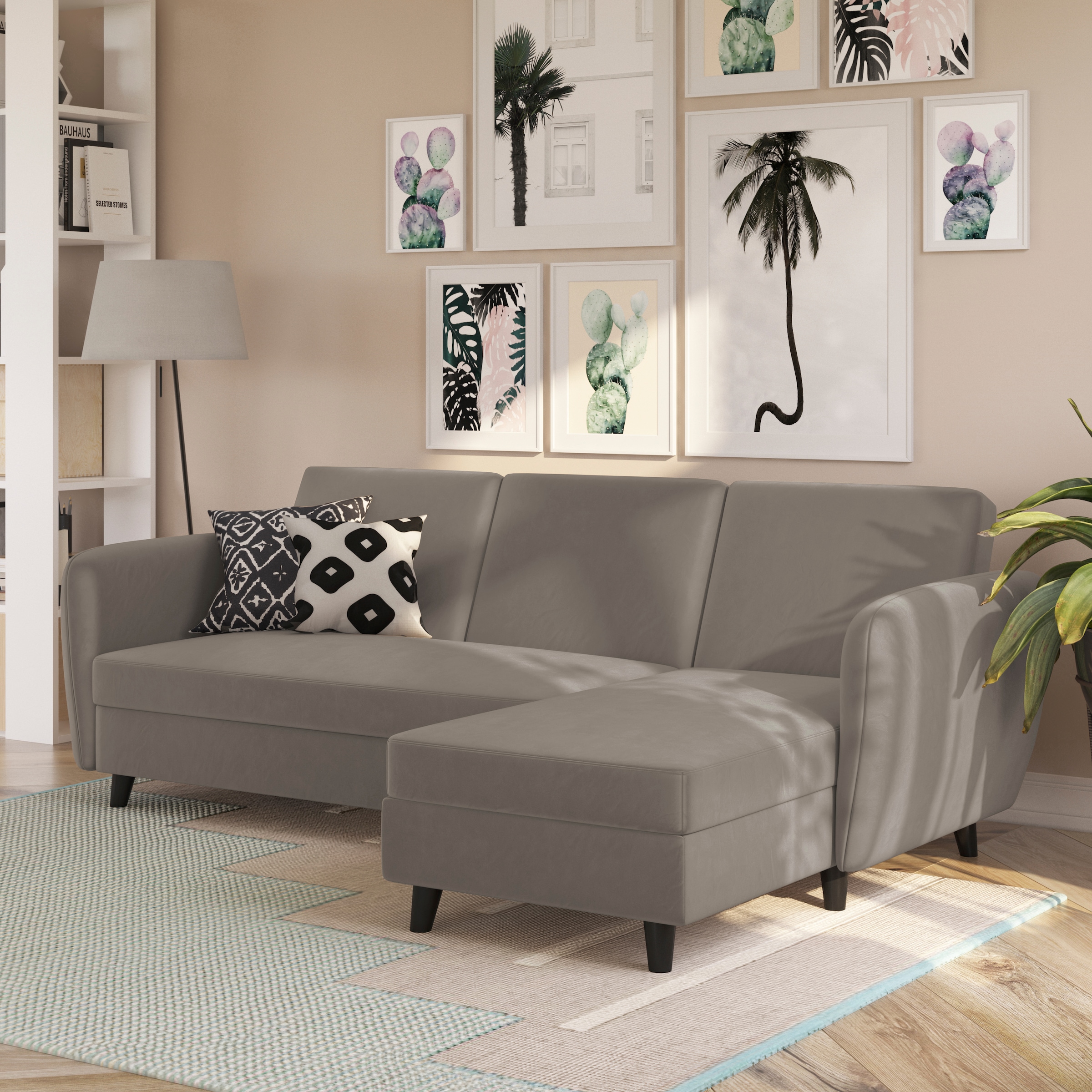 Dorel Home Ecksofa »Perry, L-Form,«, Rückenlehne, verschiedene Farbvarianten, Sitzhöhe 43 cm, Breite 219 cm
