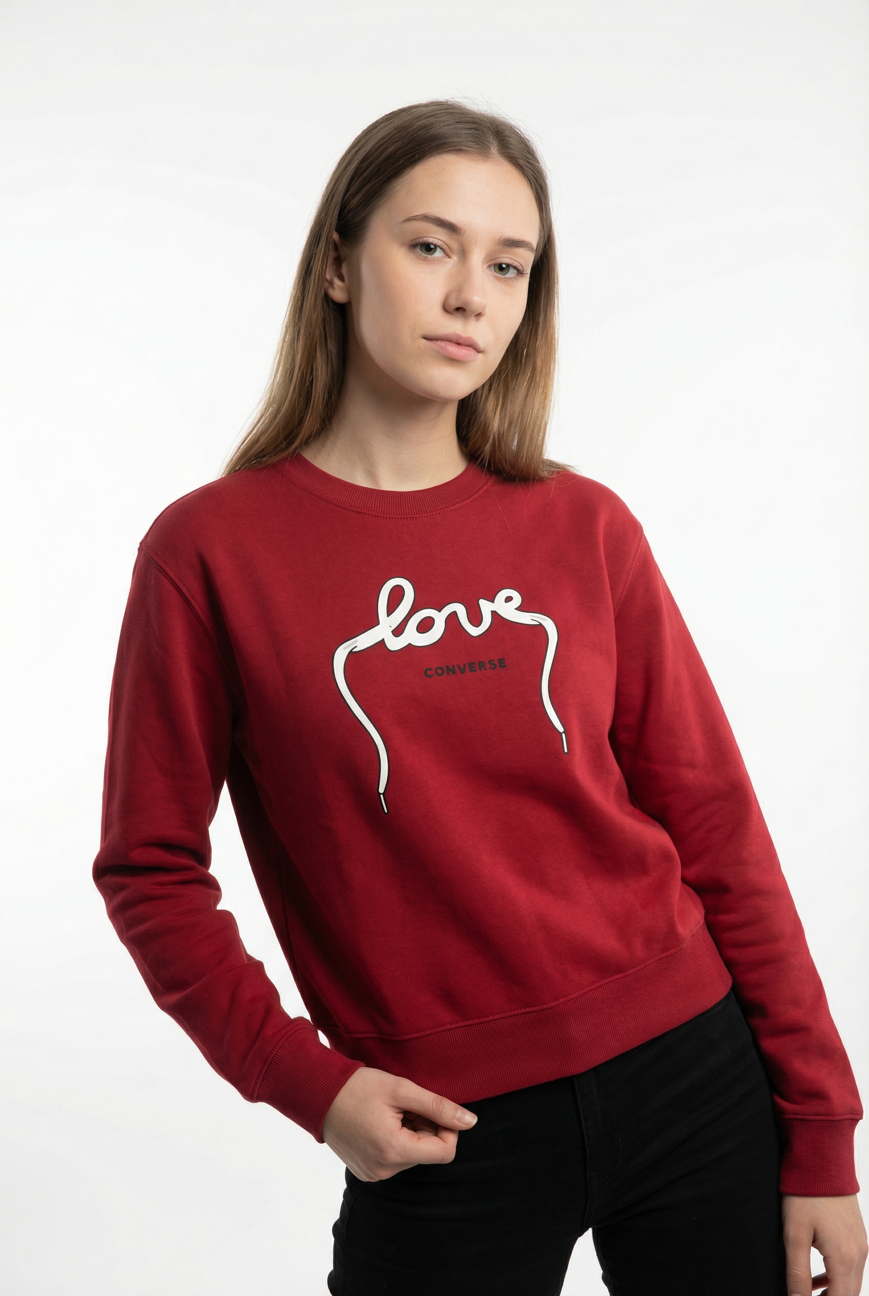 Converse Sweatshirt "LOVE LACES CREW", Langarm, für Erwachsene, aus Baumwolle und Polyester