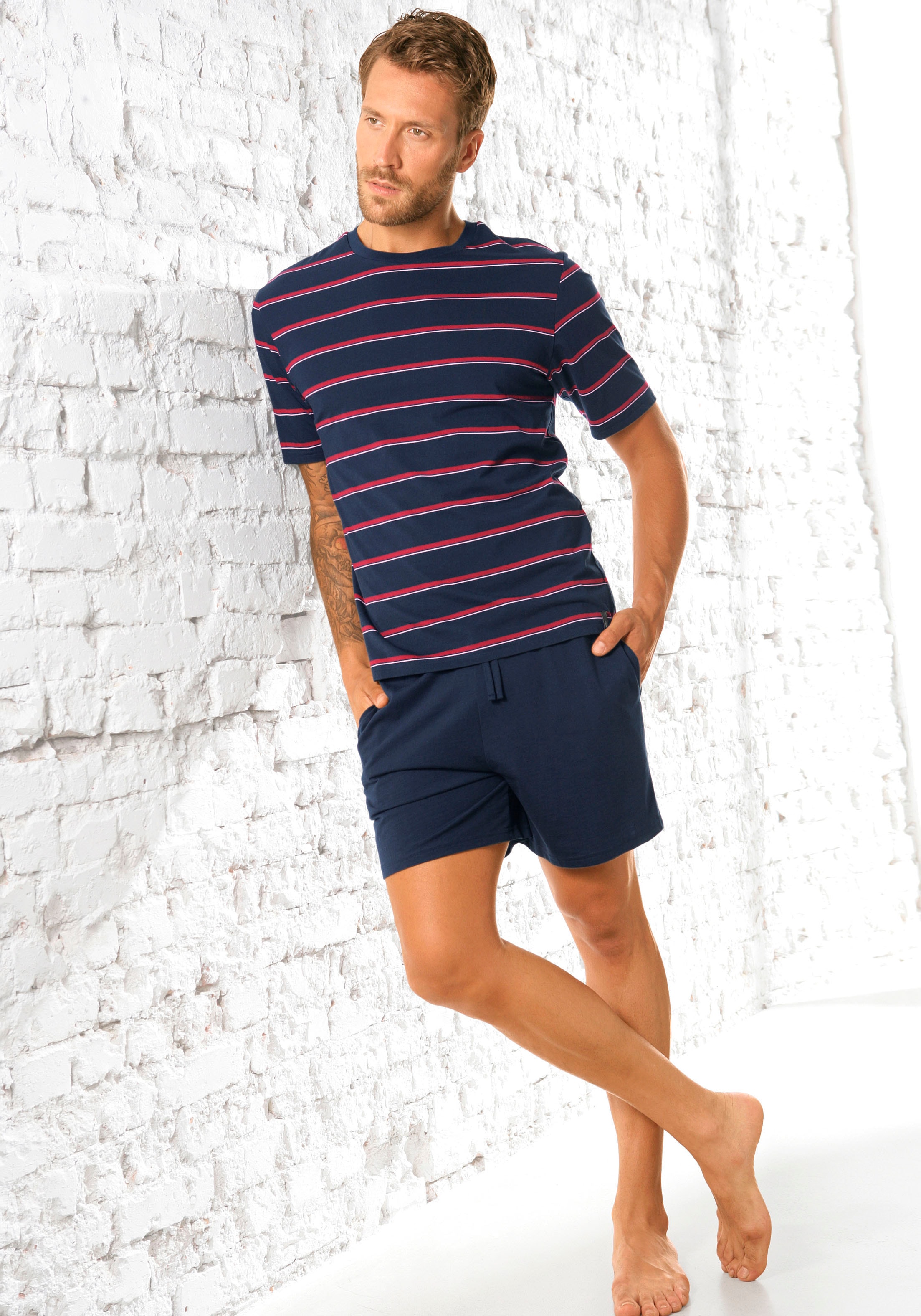 H.I.S Pyjama, 2 Schlafanzug mit garngefärbten Streifen günstig online kaufen