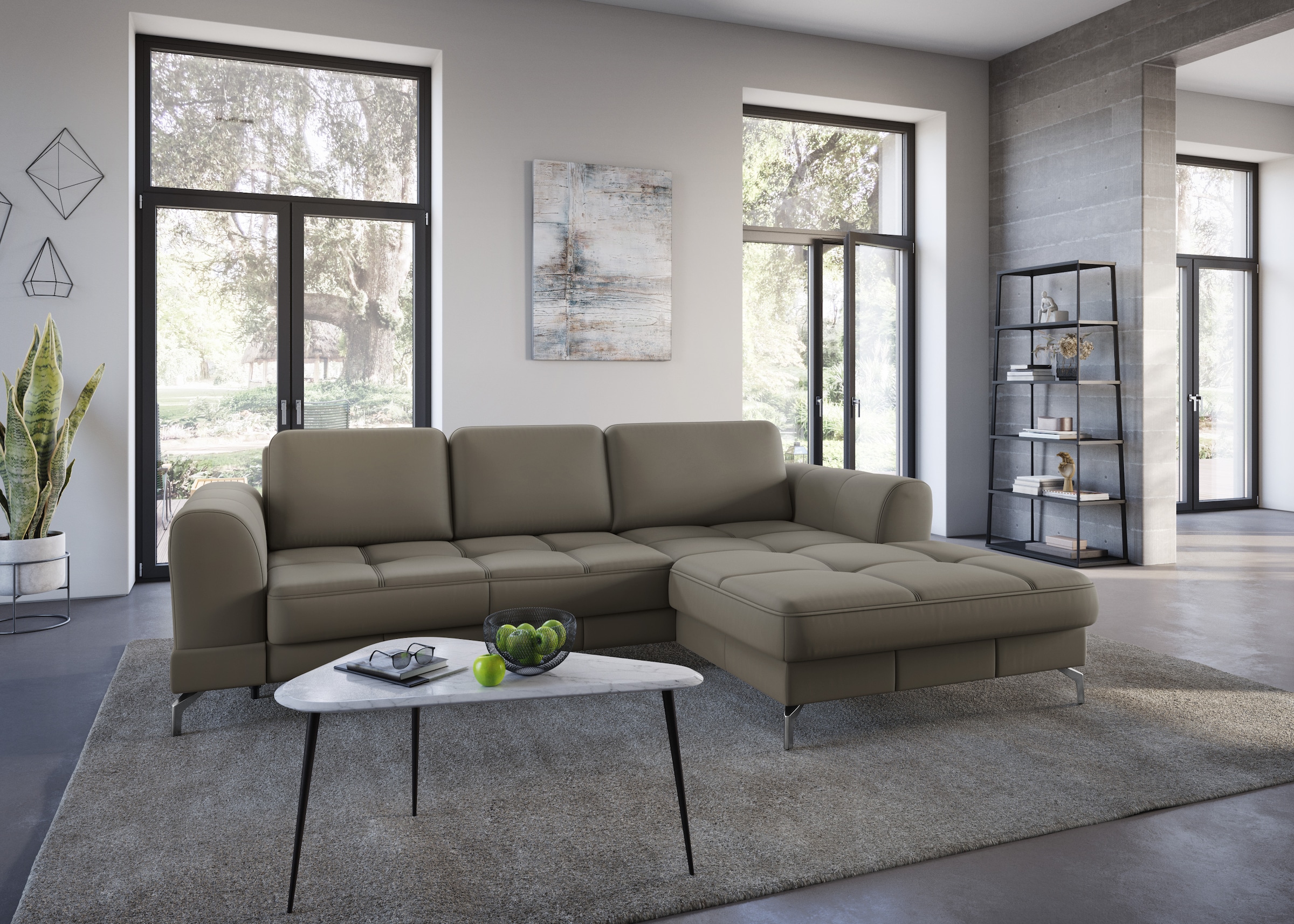 Sit & More Bendigo L-Shaped Sectional Sofa Brown Leather 10