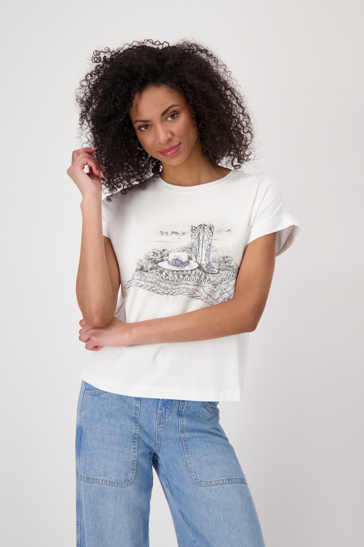 Monari Rundhalsshirt, mit Frontprint günstig online kaufen
