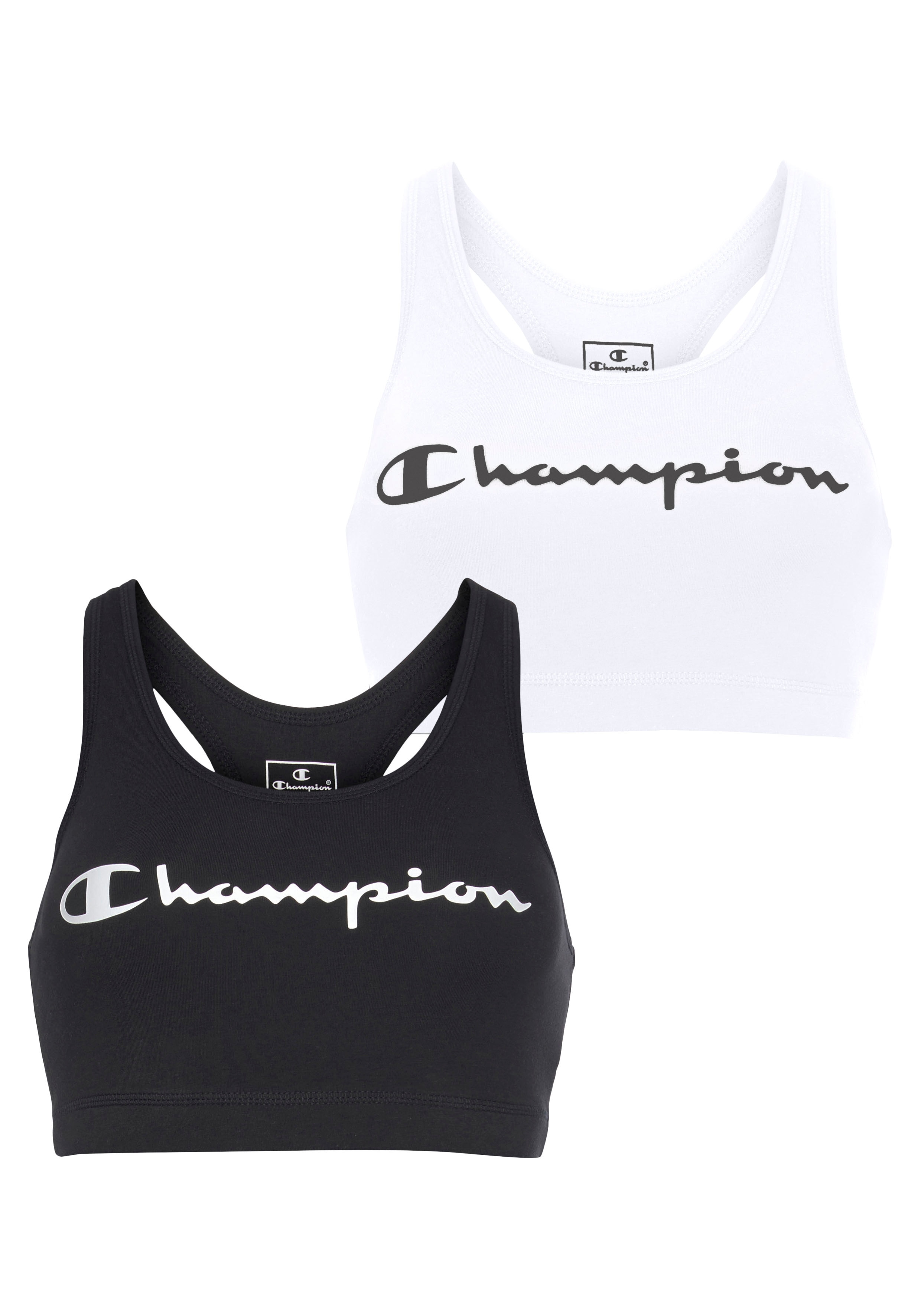 Champion Sport-BH Packung, 2 Stk. 2er-Pack, mit Logoschriftzug, aus Baumwolle und Elasthan