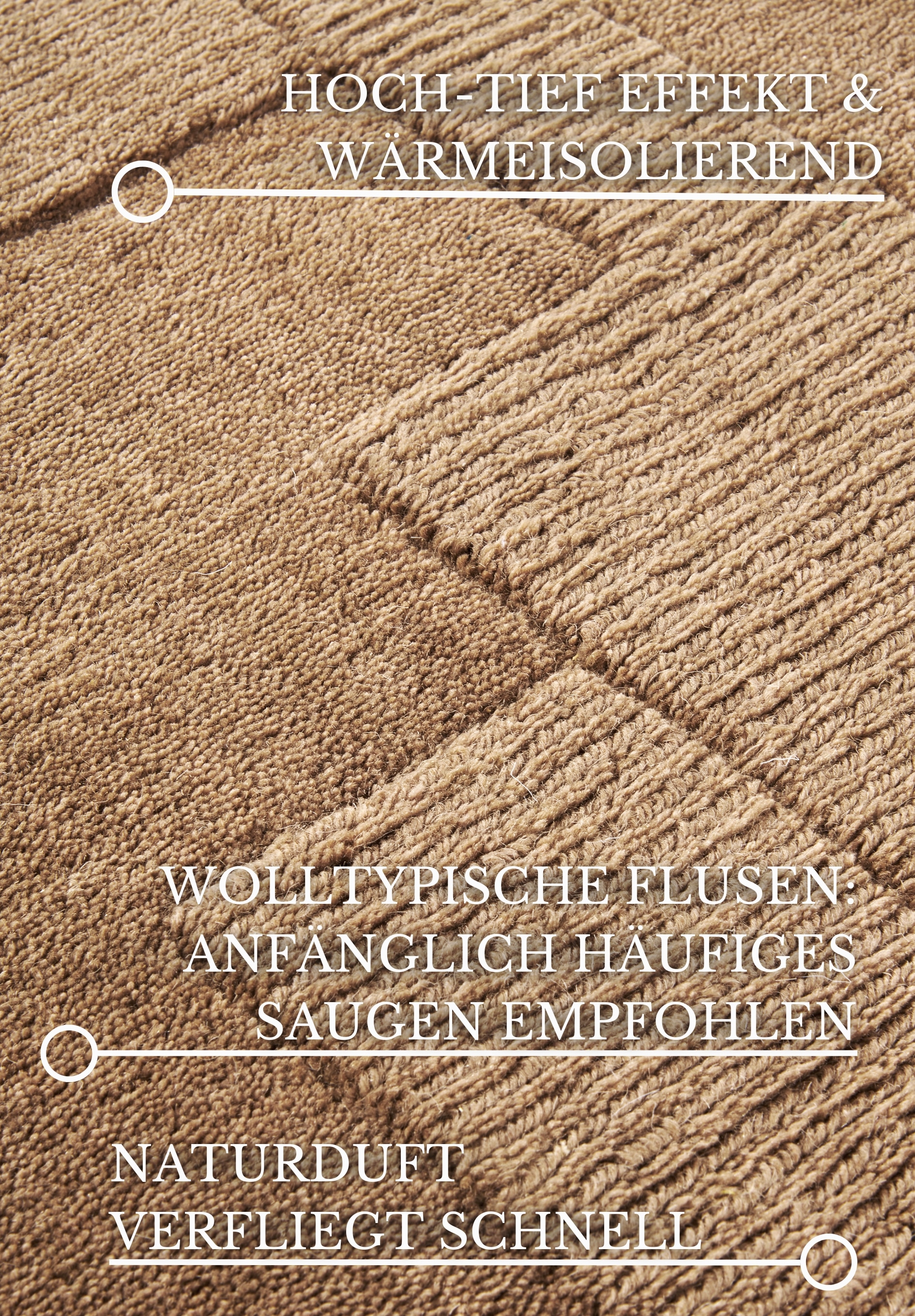 Villeroy & Boch Wollteppich »Wilhelmine«, rechteckig, 10 mm Höhe, Läufer, handgewebt, Wolle, Natur, Wohnzimmer, Geometrie, Boho