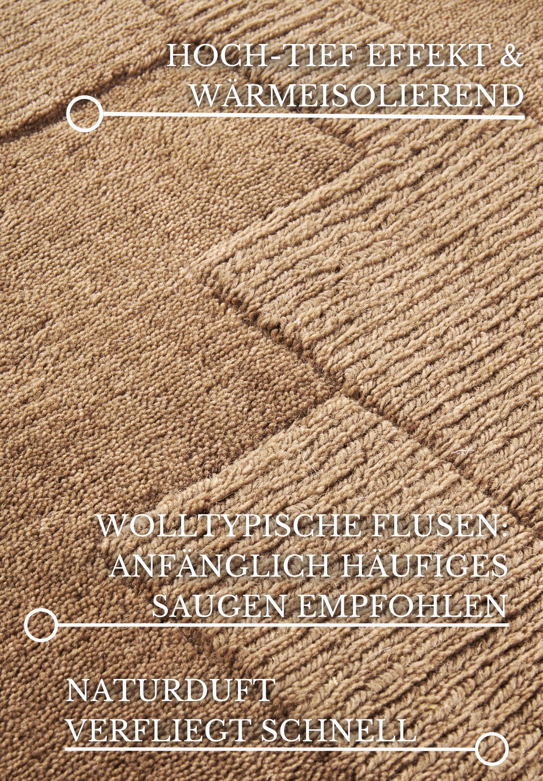 Wollteppich VILLEROY & BOCH "Wilhelmine", beige, B:160cm H:10mm L:230cm, Wolle, Teppiche, Läufer, handgewebt, Wolle, Natur, Wohnzimmer, Geometrie, Boho 3