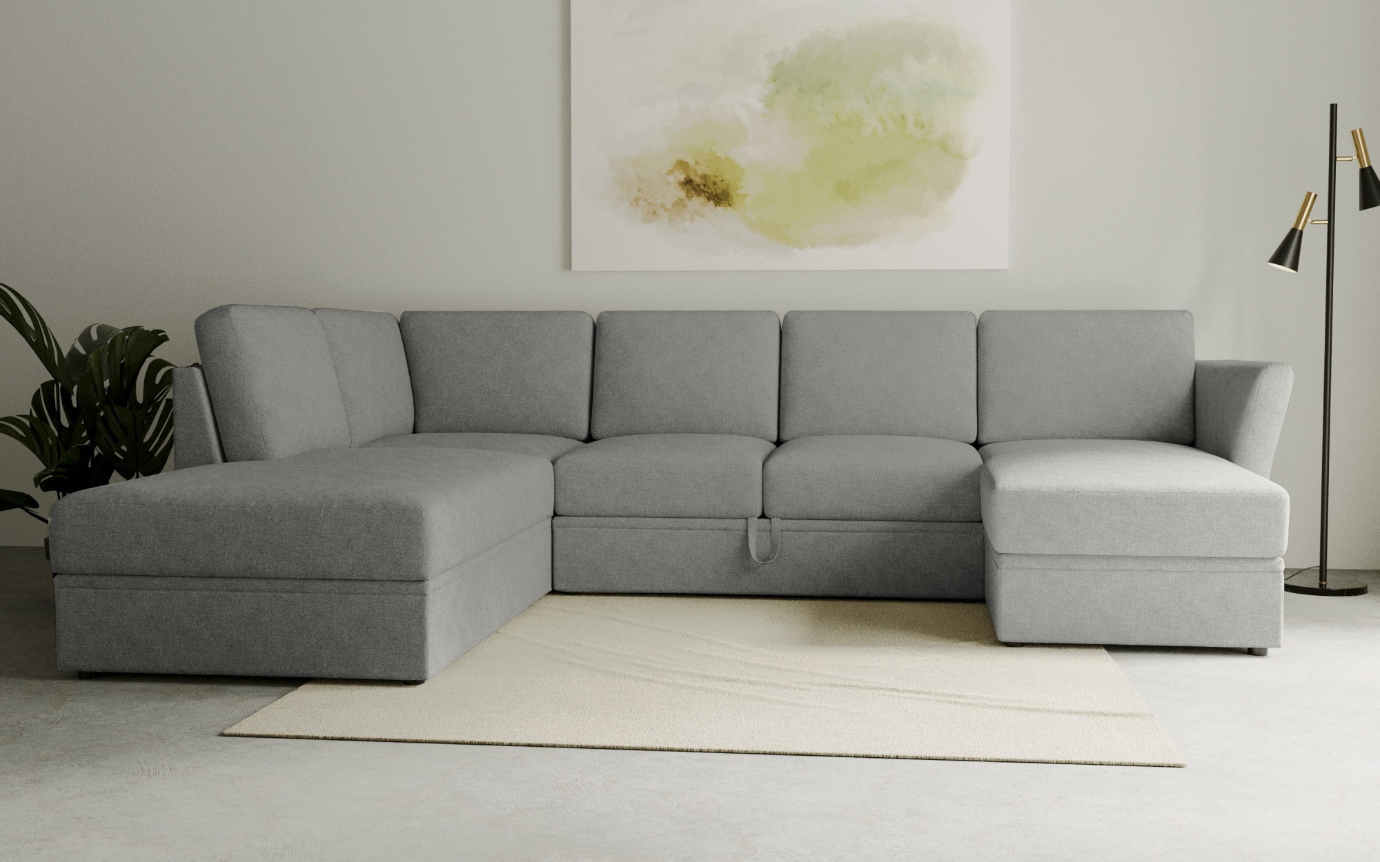 OTTO home Wohnlandschaft "Lavars Schlafsofa" mit Bettfunktion und Stauraum, in zwei verschiedenen Bezugsqualitäten