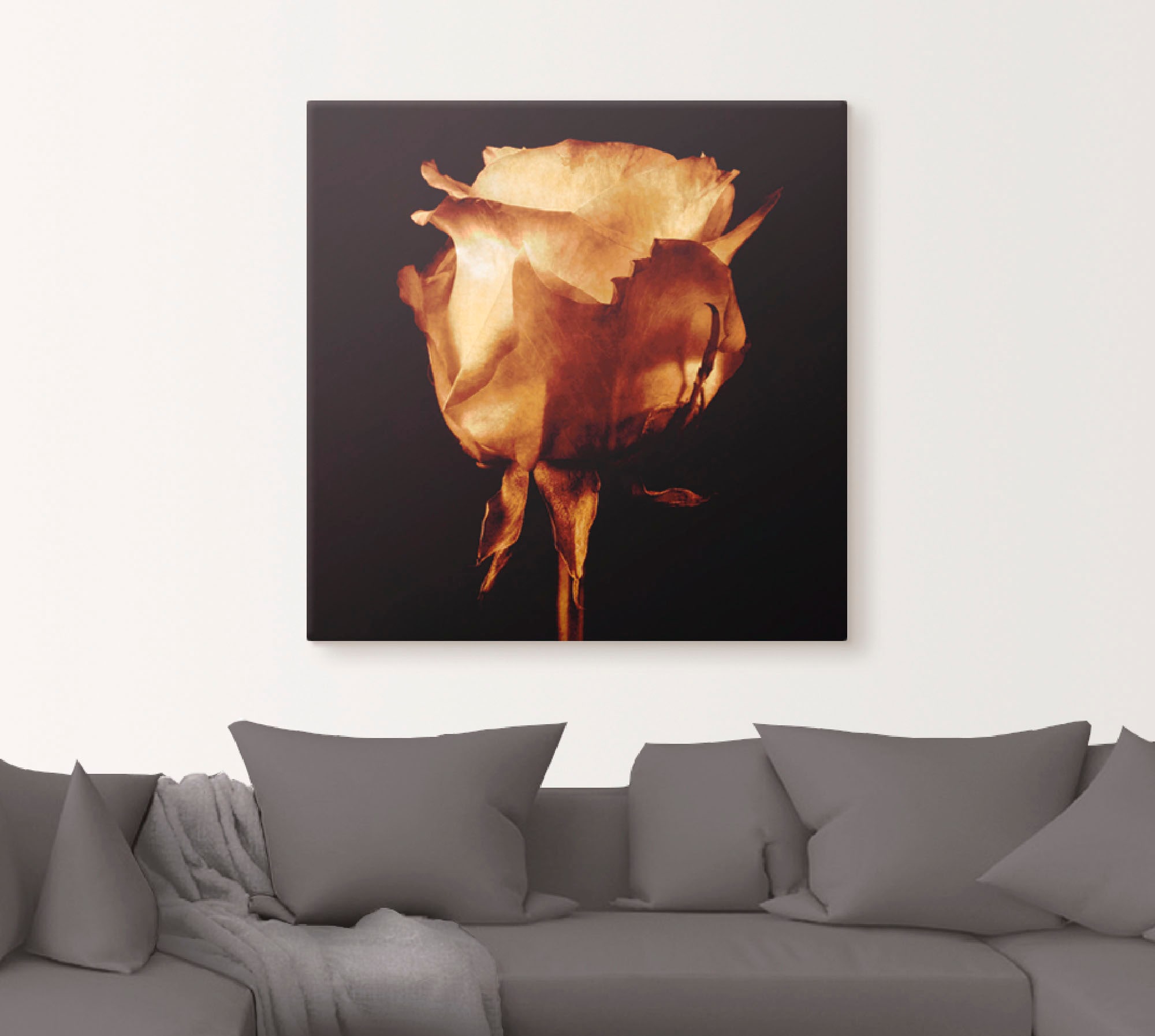 Artland »Vergoldete Rose« Blumen 1 Stk. tlg. auf Holzrahmen gespannt