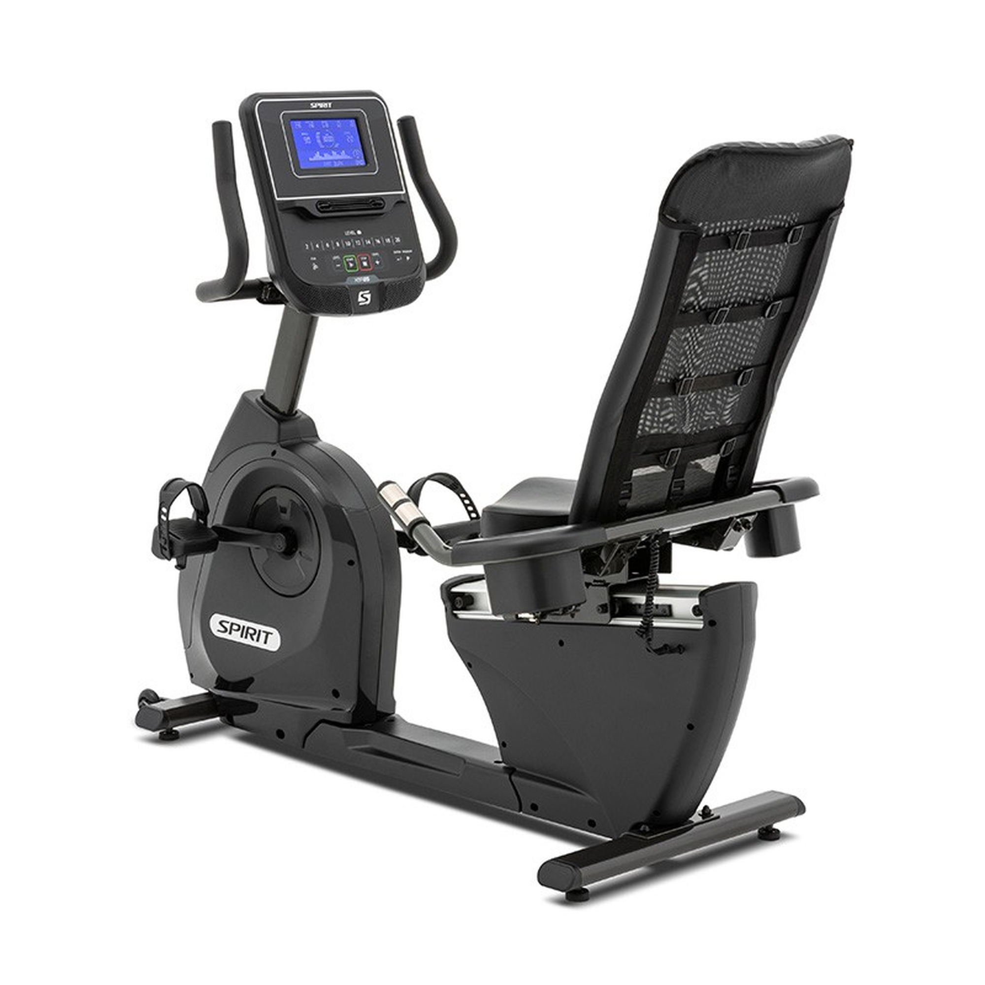 Spirit Fitness Liege-Ergometer »Spirit Fitness Liegeergometer XBR25 Black« 20 Widerstandsstufen, Mesh-Sitz, Handpulssensoren