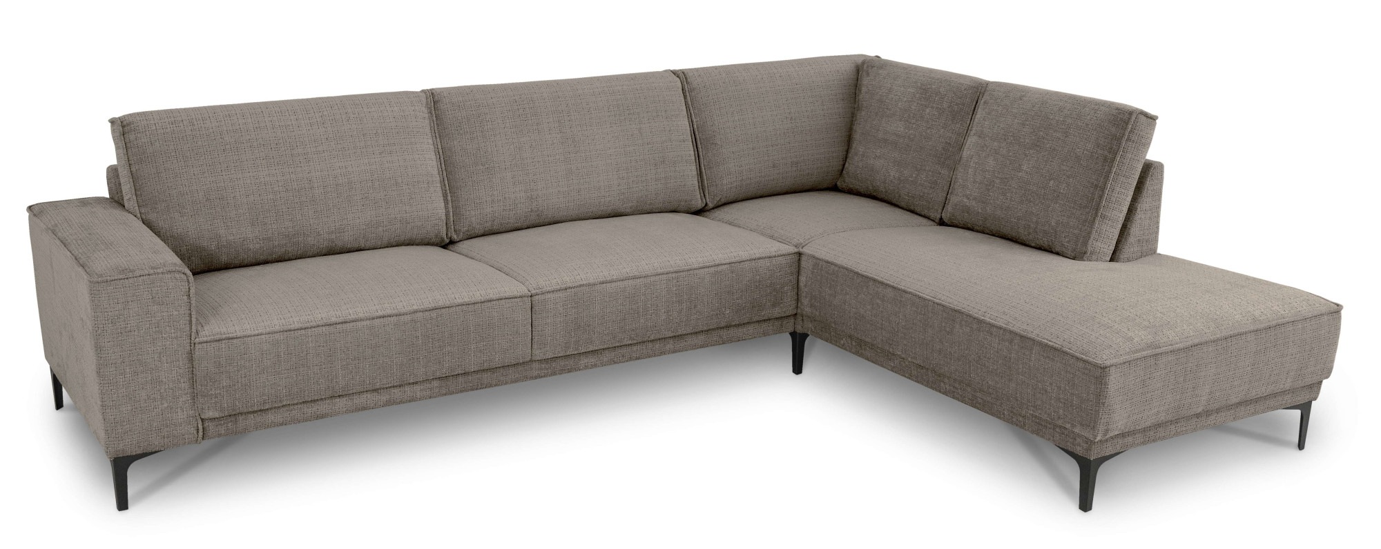Places of Style Ecksofa »Polsterecke Oland, Struktur, Flachgewebe, Luxus-Microfaser, Boucle«, L-Form, 289 cm, Wellenunterfederung, Skandi-Design, Metallfüße