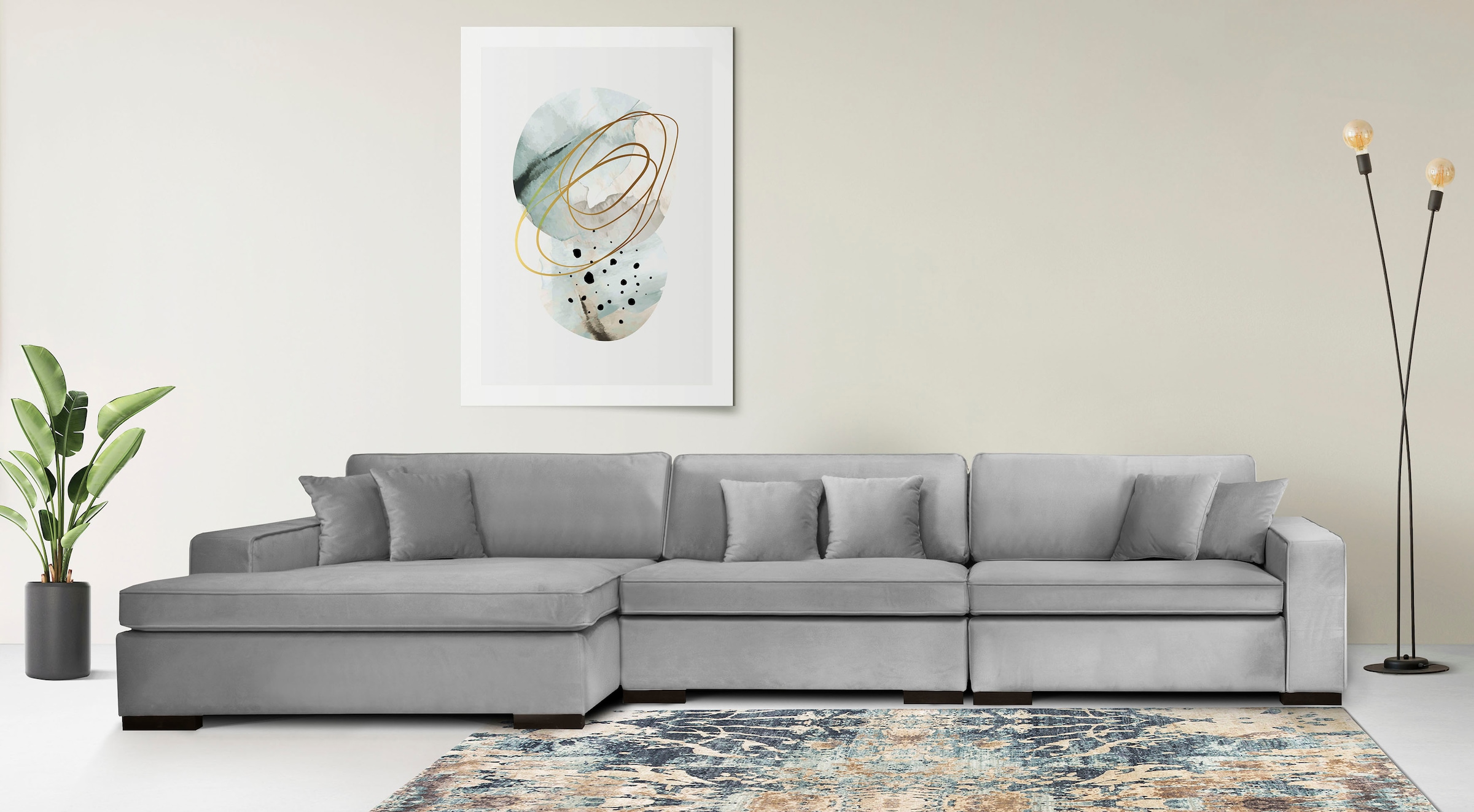 Home affaire Ottomane "Skara L-Form", Lounge-Sofa mit Federkernpolsterung, günstig online kaufen