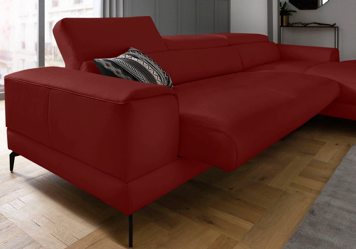 W.SCHILLIG Ecksofa »piedroo, Designsofa mit tollem Sitzkomfort, bequem, L-Form«, Kopfteilverstellung, wahlweise mit Sitztiefenverstellung, Breite 343cm