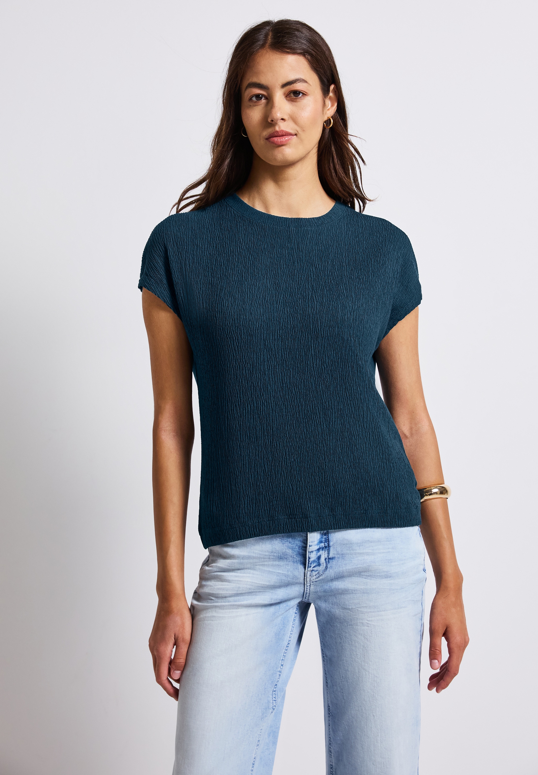 STREET ONE T-Shirt, mit Elastiksaum günstig online kaufen