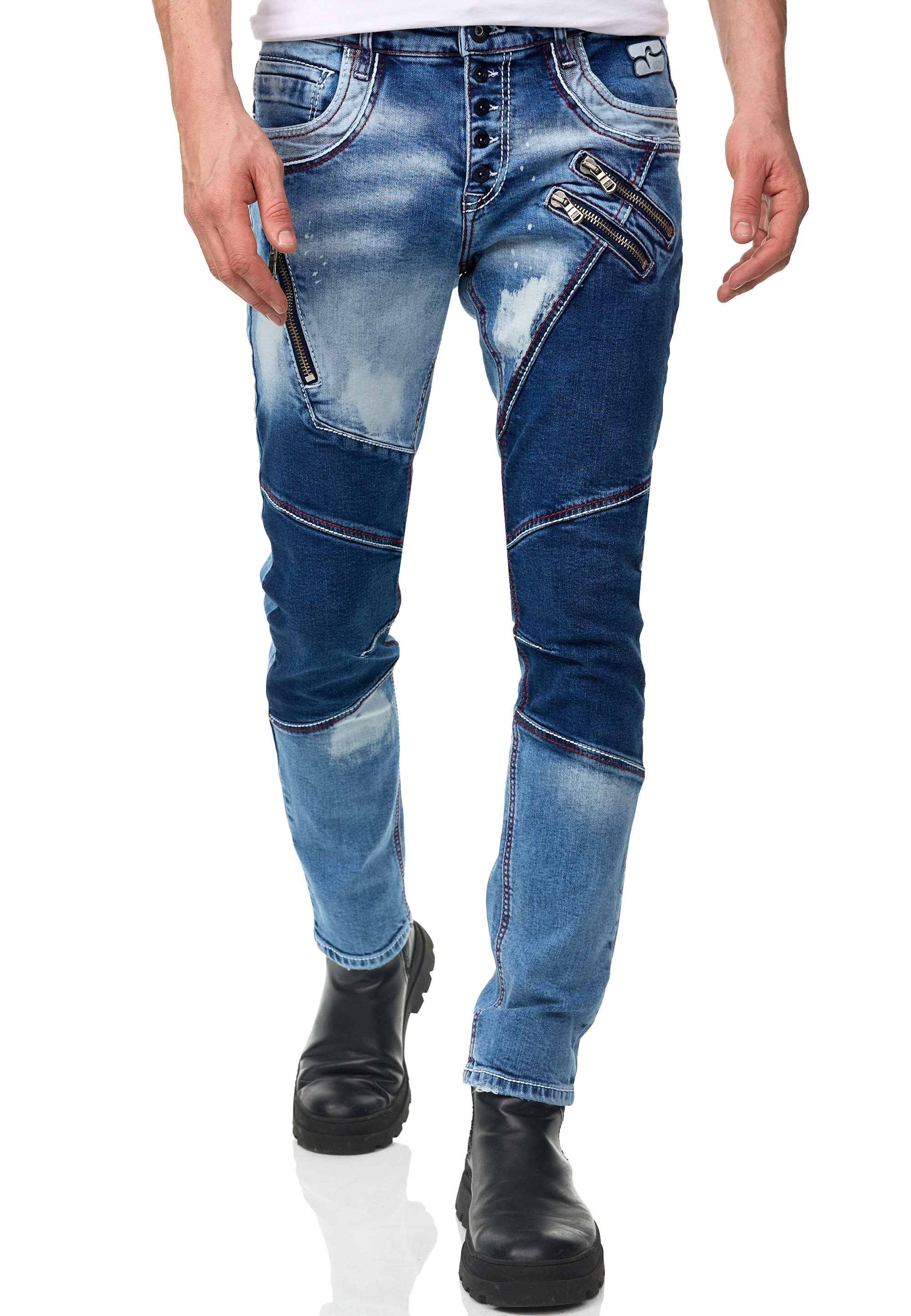 Straight-Jeans »URUMA«, mit trendigen Zierelementen